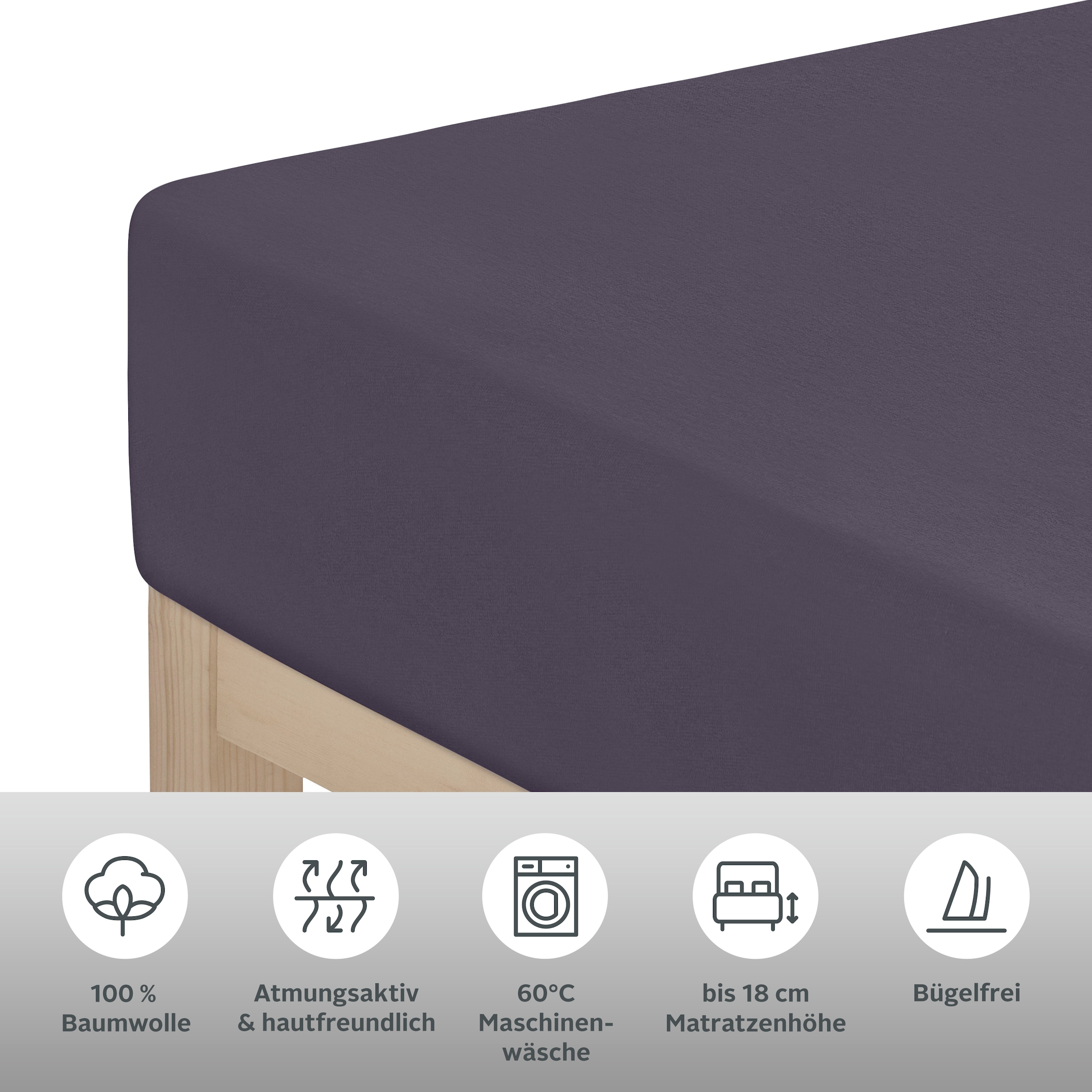 my home Spannbettlaken »PHYSALIS« Baumwolle, Matratzen bis 18 cm Höhe, Bettlaken, Spannbetttuch, Laken