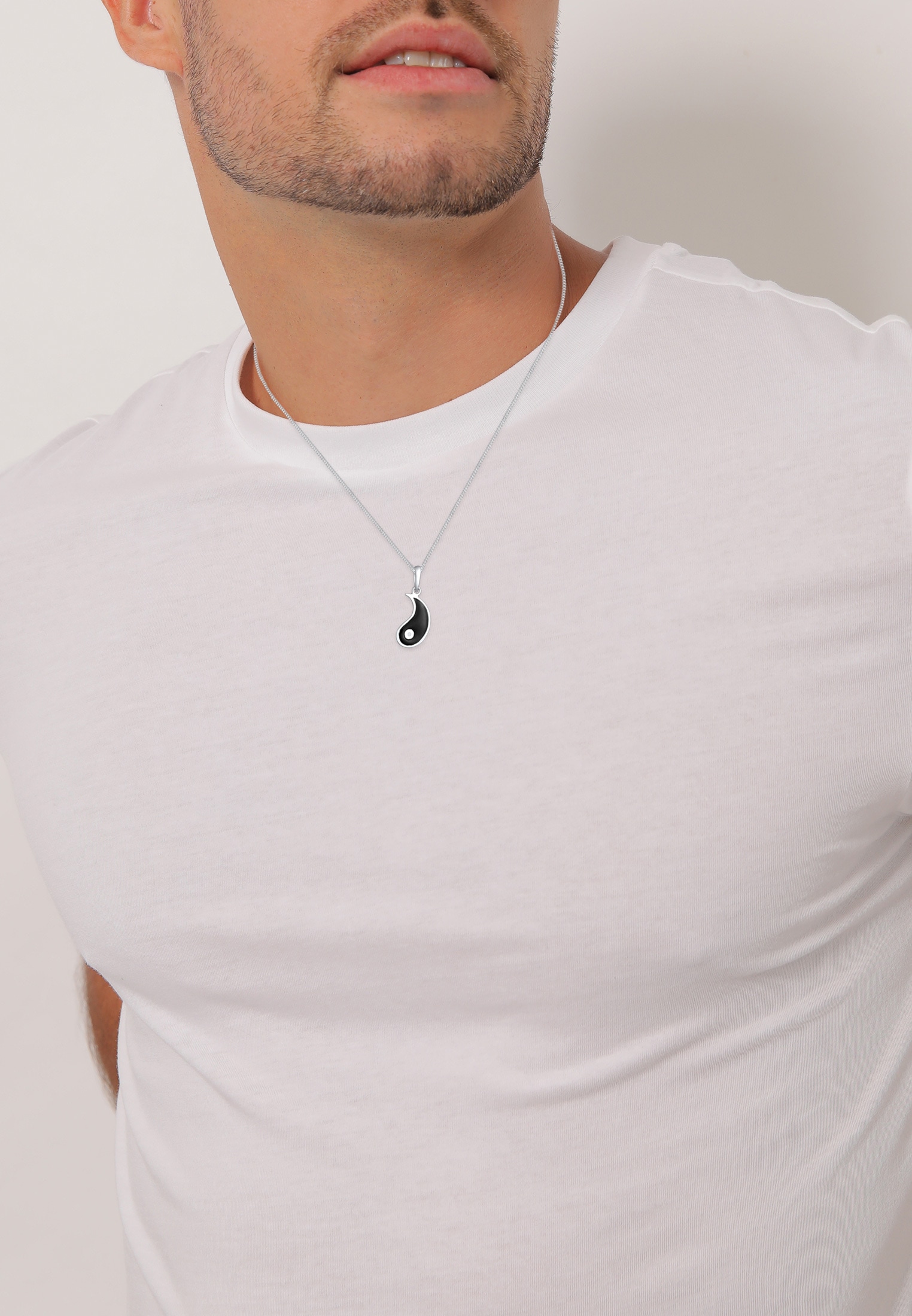 Elli Ketten-Set »Halskette Set Partnerketten Yin Yang Emaille 925 Silber«