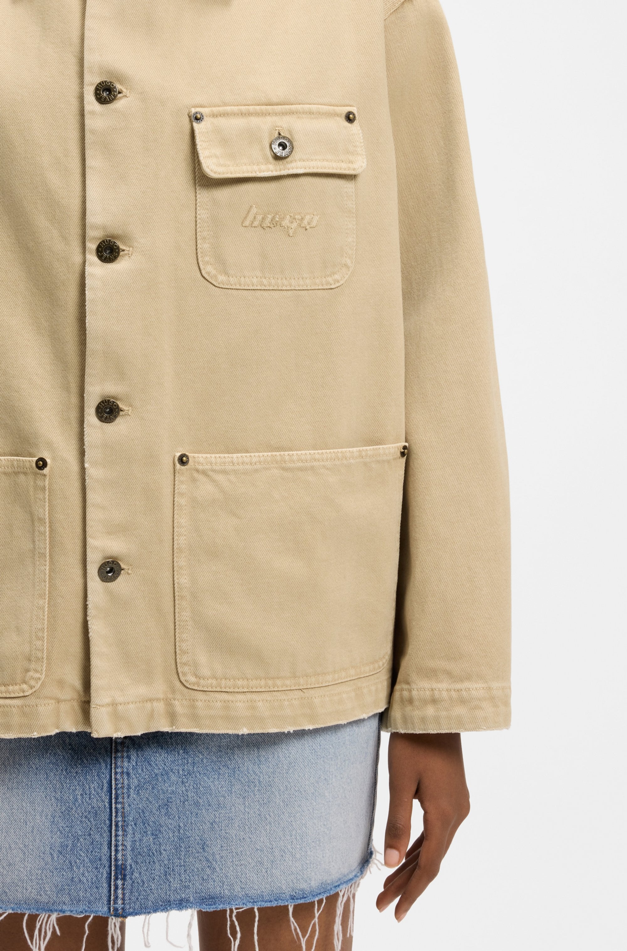 HUGO Blue Hemdjacke »Flimane« mit Kontrastkragen, oversize