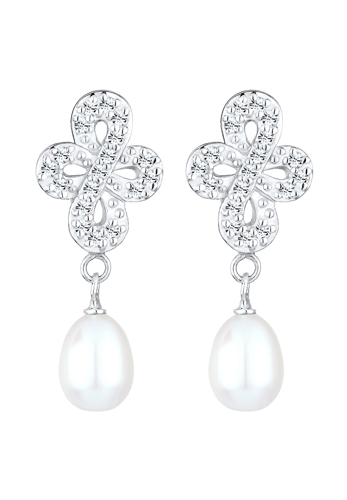 Elli Premium Paar Ohrhänger »Ohrringe Infinity Glas Kristalle Weiß 925 Sterling Silber«