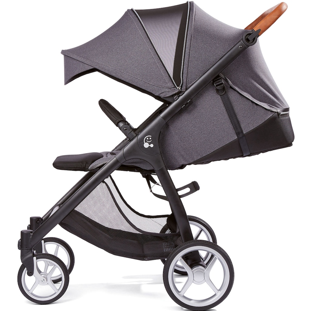 Gesslein Kinder-Buggy »Smiloo Happy +, schwarz/cognac, stahlgrau«, mit Einhand-Faltmechanismus; Kinderwagen