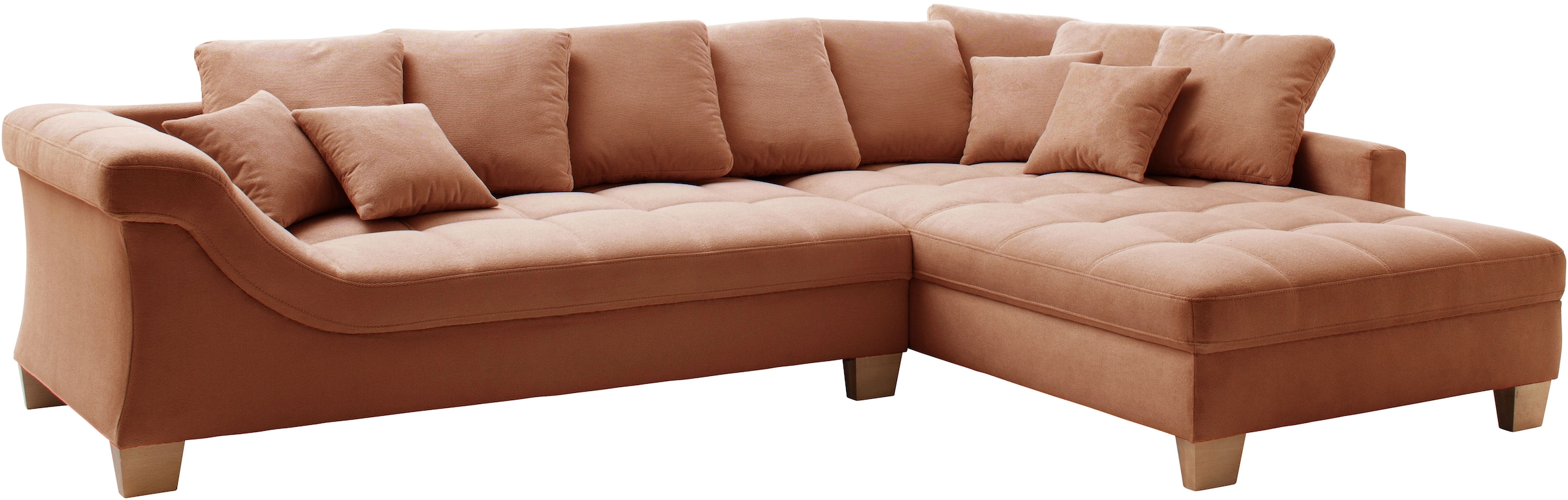 Mr. Couch Ecksofa »Bologna, L-Form, mit Holzfüßen«, wahlweise mit Kaltschaum