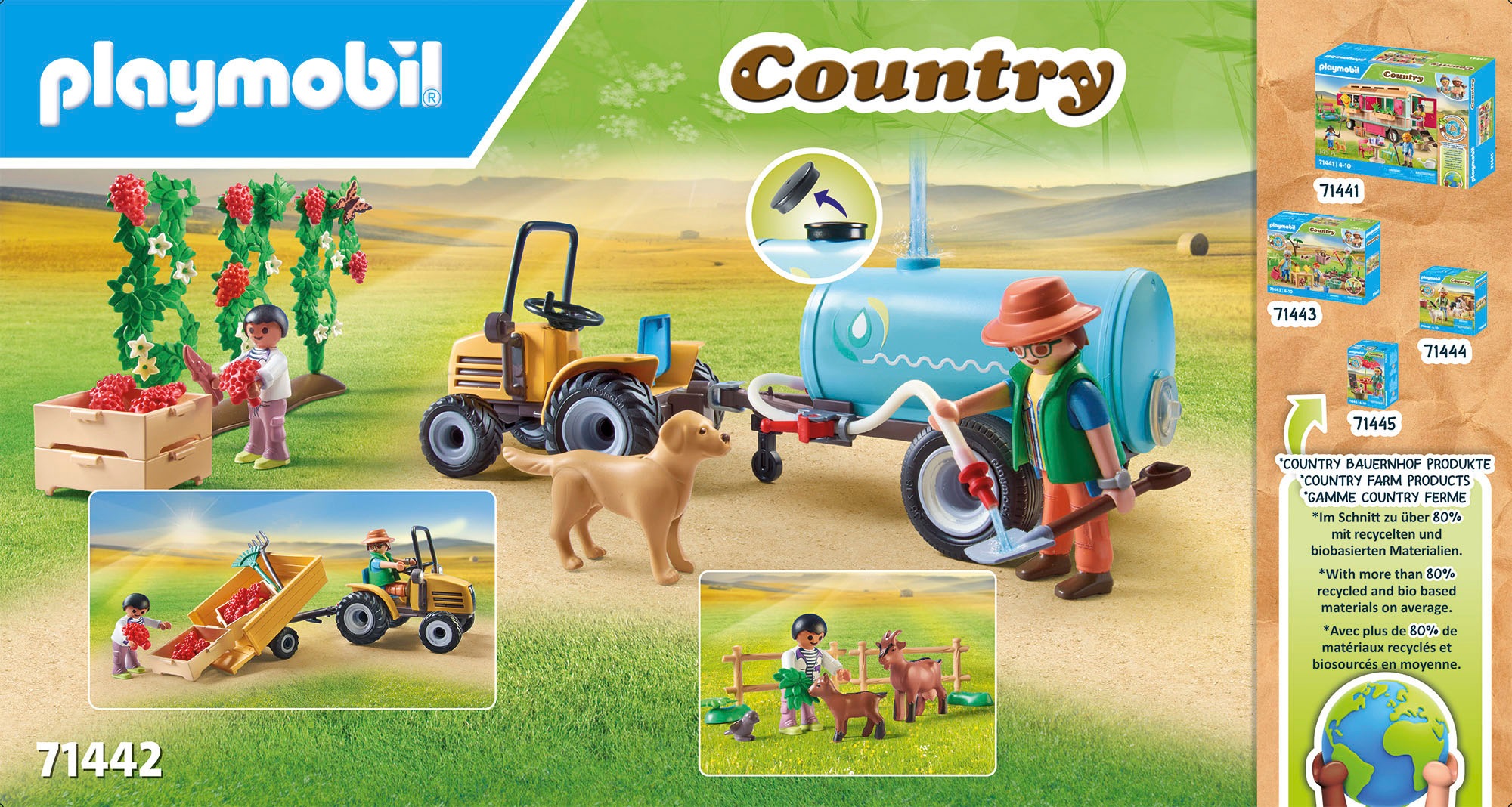 Playmobil® Konstruktions-Spielset »Traktor mit Anhänger und Wassertank (71442), Country«, (117 St.), teilweise aus recyceltem Material; Made in Germany