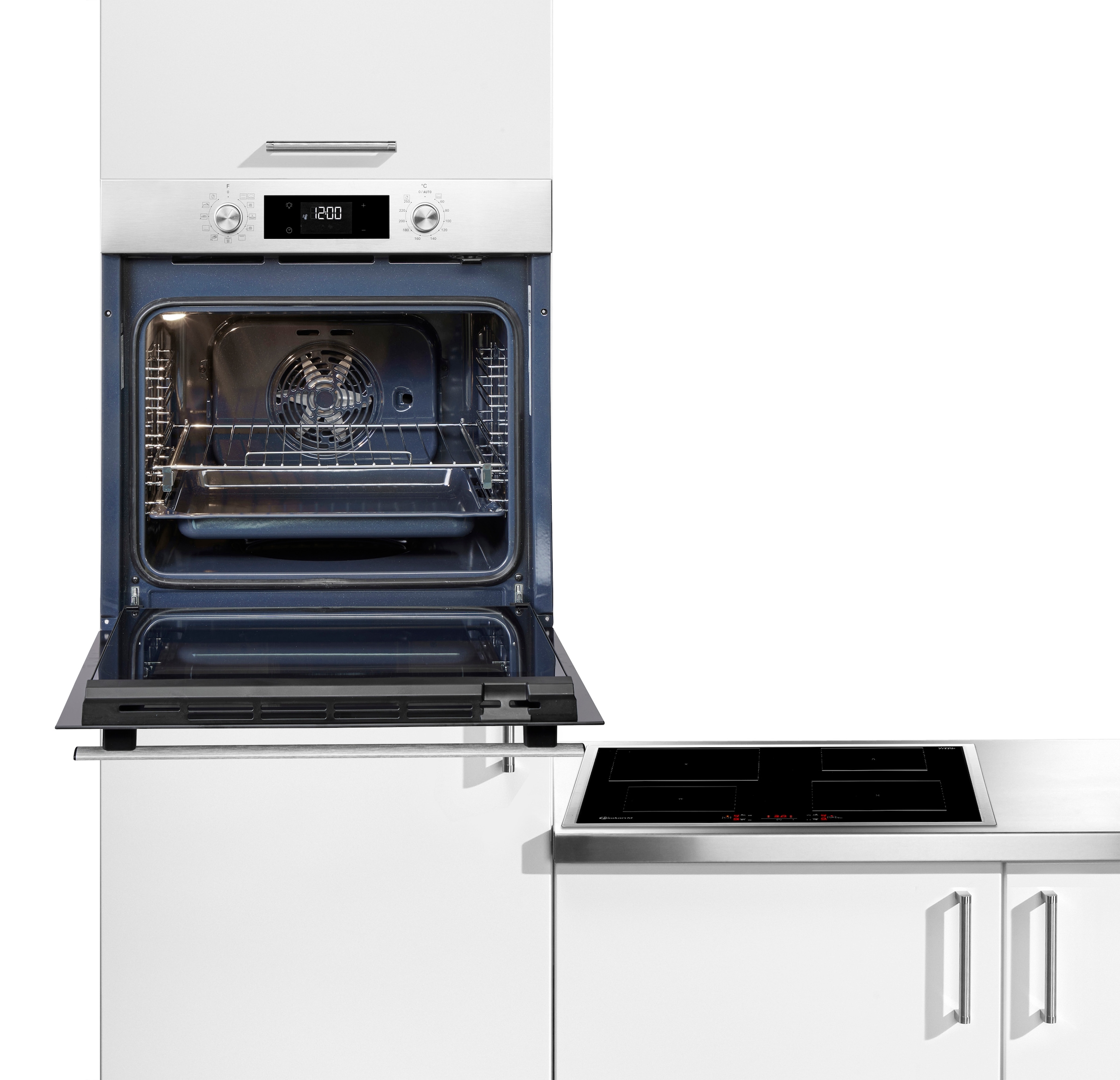 BAUKNECHT Backofen-Set »BAKO 740 IND IN« mit 1-fach-Teleskopauszug Hydrolyse Set, 2 Stk. tlg. Hydrolyse - Reinigung mit der natürlichen Kraft des Dampfes bei 90 °C