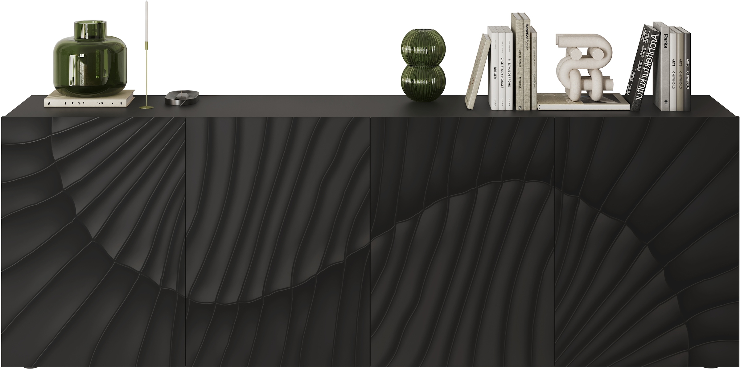 INOSIGN Sideboard »Snake, Kommode, Anrichte, Stauraummöbel Breite 241 cm, Siebdruck-Front«, moderne Wohnmöbel, 4 Türen, viel Stauraum, stilvoll und funktional