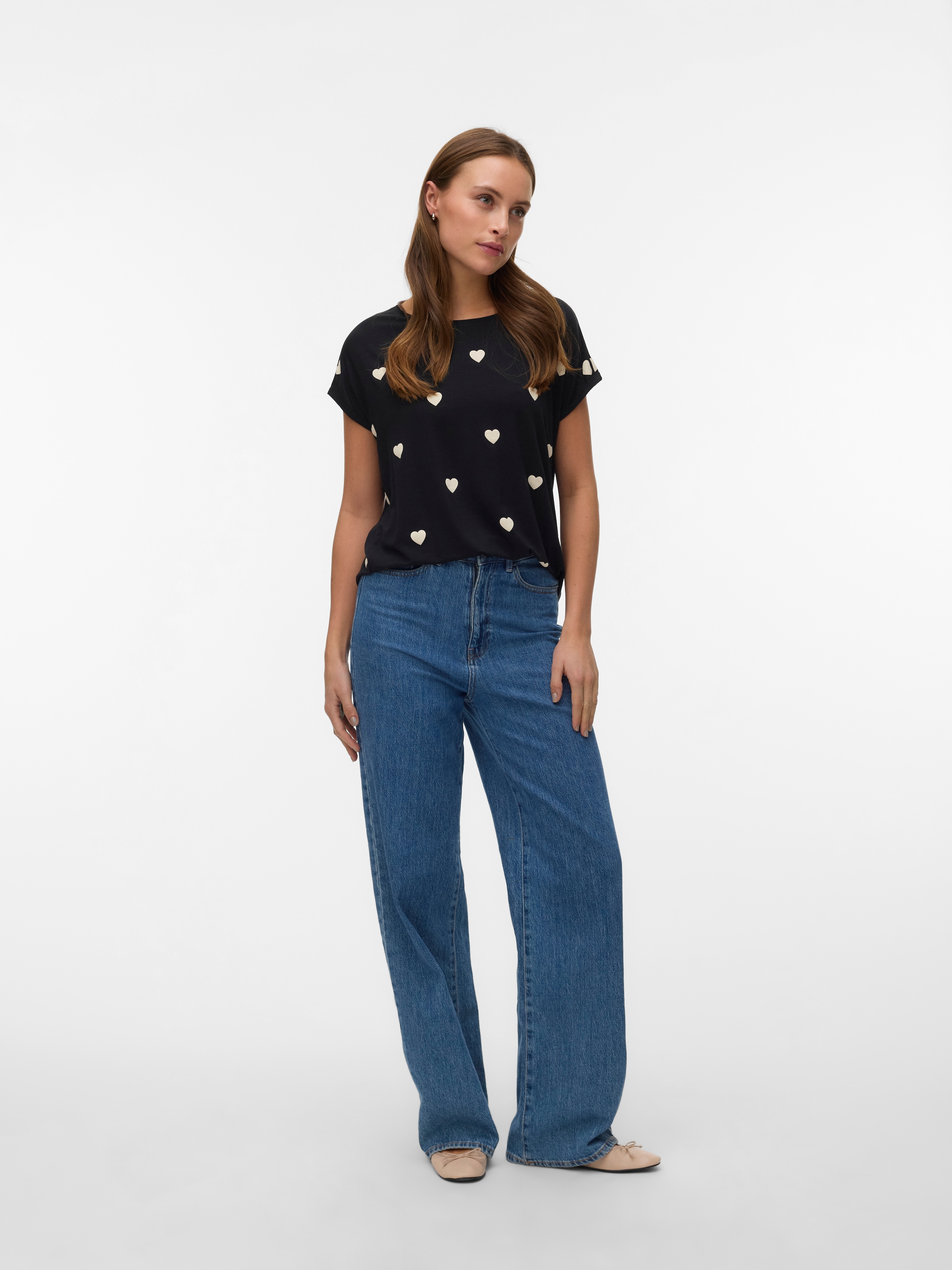 Vero Moda Kurzarmshirt »VMAVA SS TOP MULTI AOP NOOS« Materialmix, regular fit