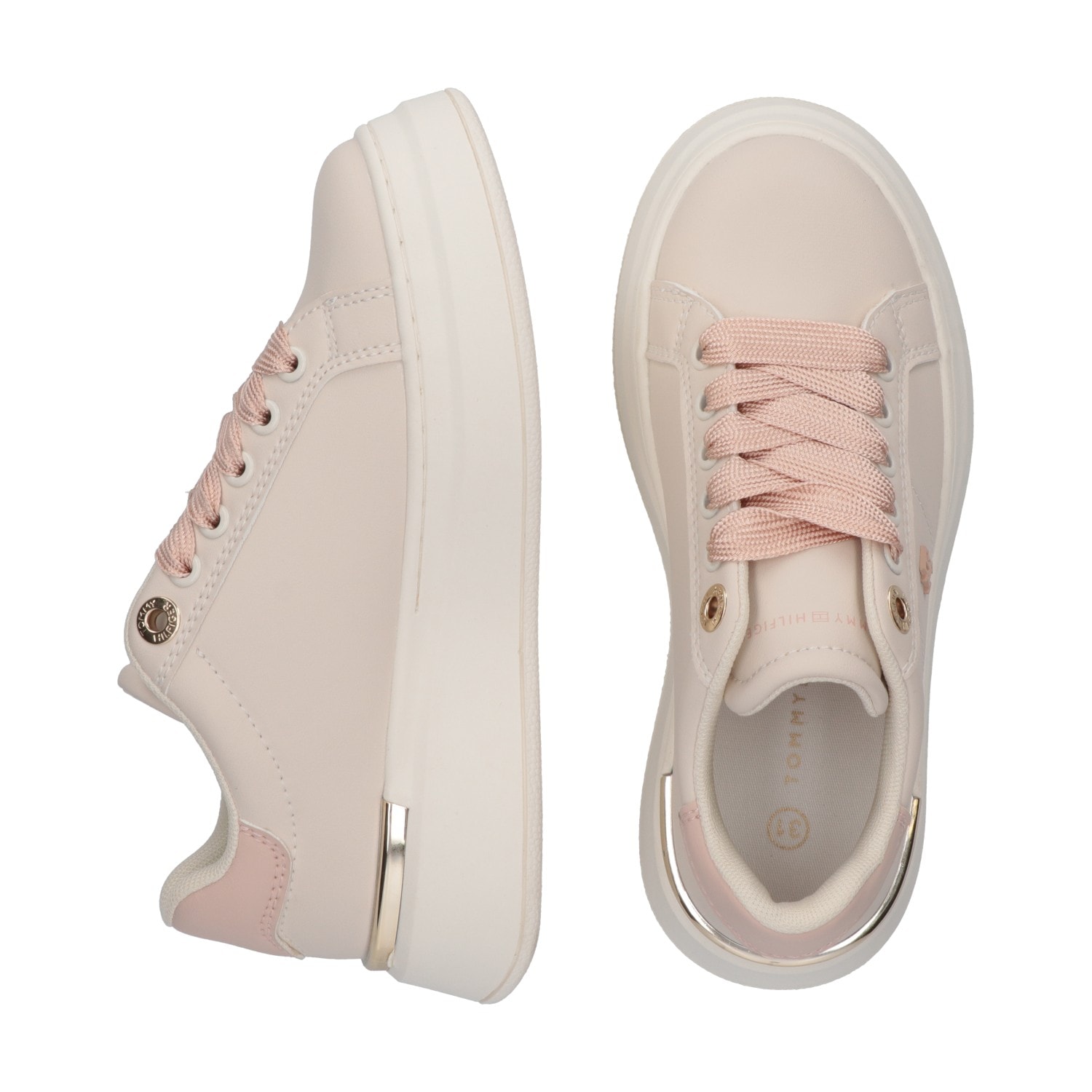 Tommy Hilfiger Sneaker  Freizeitschuh, Halbschuh, Schnürer mit goldfarbenen Besätzen