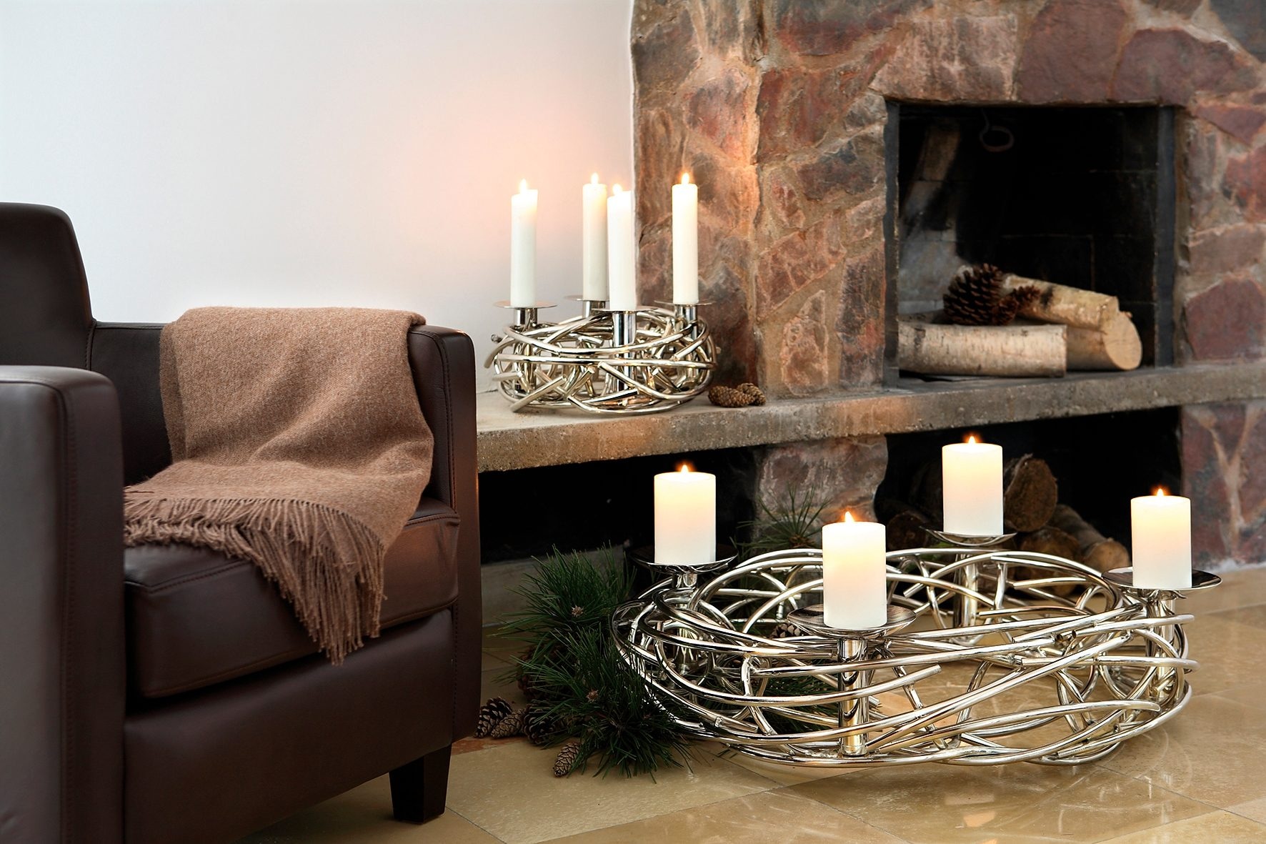 Fink Kerzenständer »Dekokranz CORONA, Ø ca. 40 cm, Adventsleuchter, Weihnachtsdeko«, Adventskranz, für Stumpenkerzen, Kerzenteller demontierbar