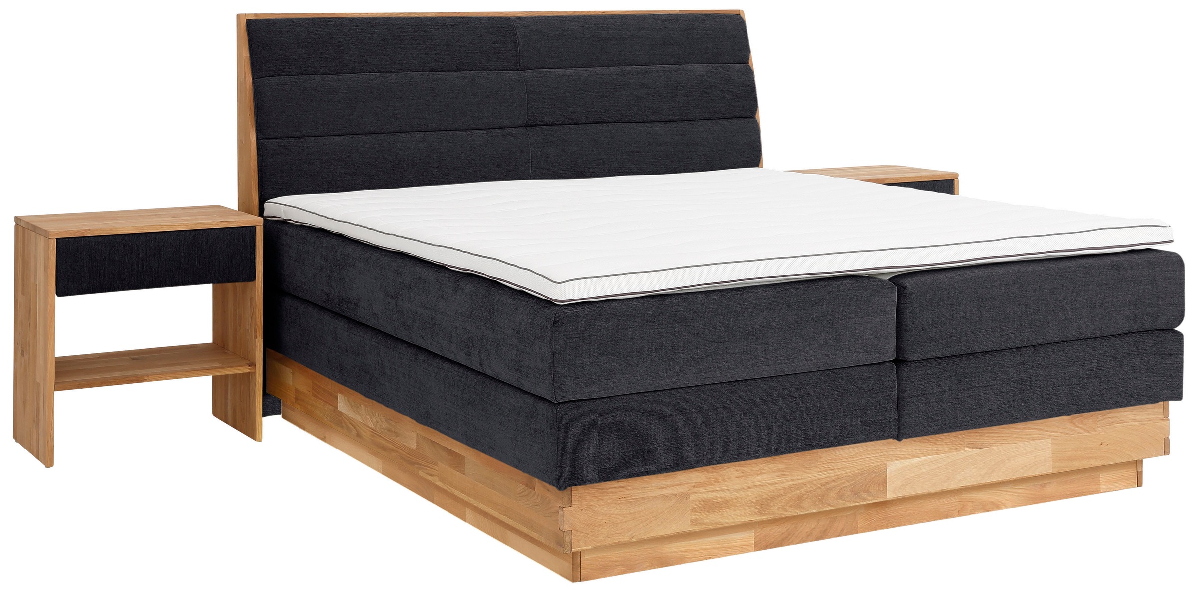 OTTO products Boxspringbett »Jenna«, ohne LED-Beleuchtung, mit zertifizierten, recycelten Bezugsstoffen