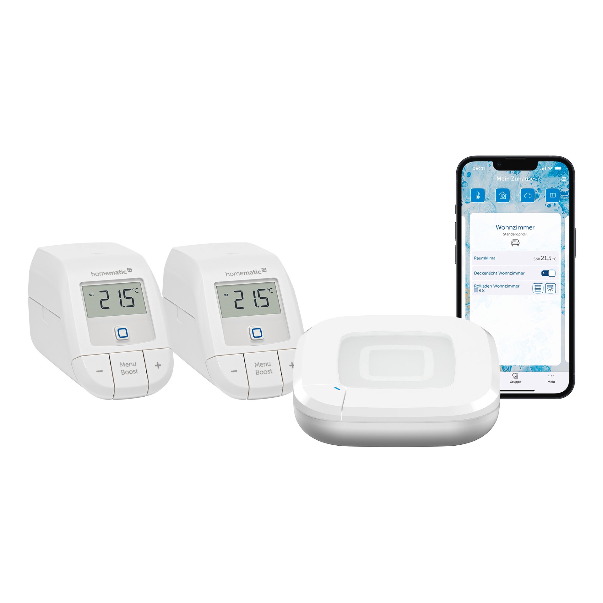 Homematic IP, Heizkörperthermostat »Starter Bundle Heizen Basic für 2 Heizkörper«, Weiß, Kunststoff, Kompaktes Design für eine flexible Platzierung