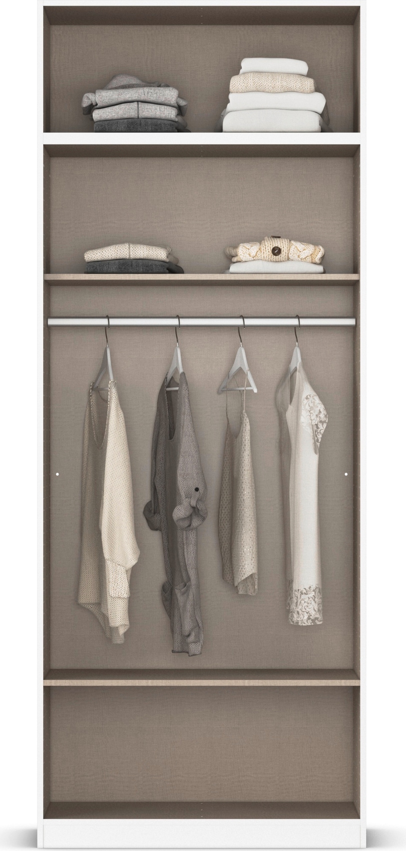 rauch Drehtürenschrank »Prandon B«, (Set, 2 St.), mit 2 Schubladen sowie Aufsatzelement, Metallgriffe quer