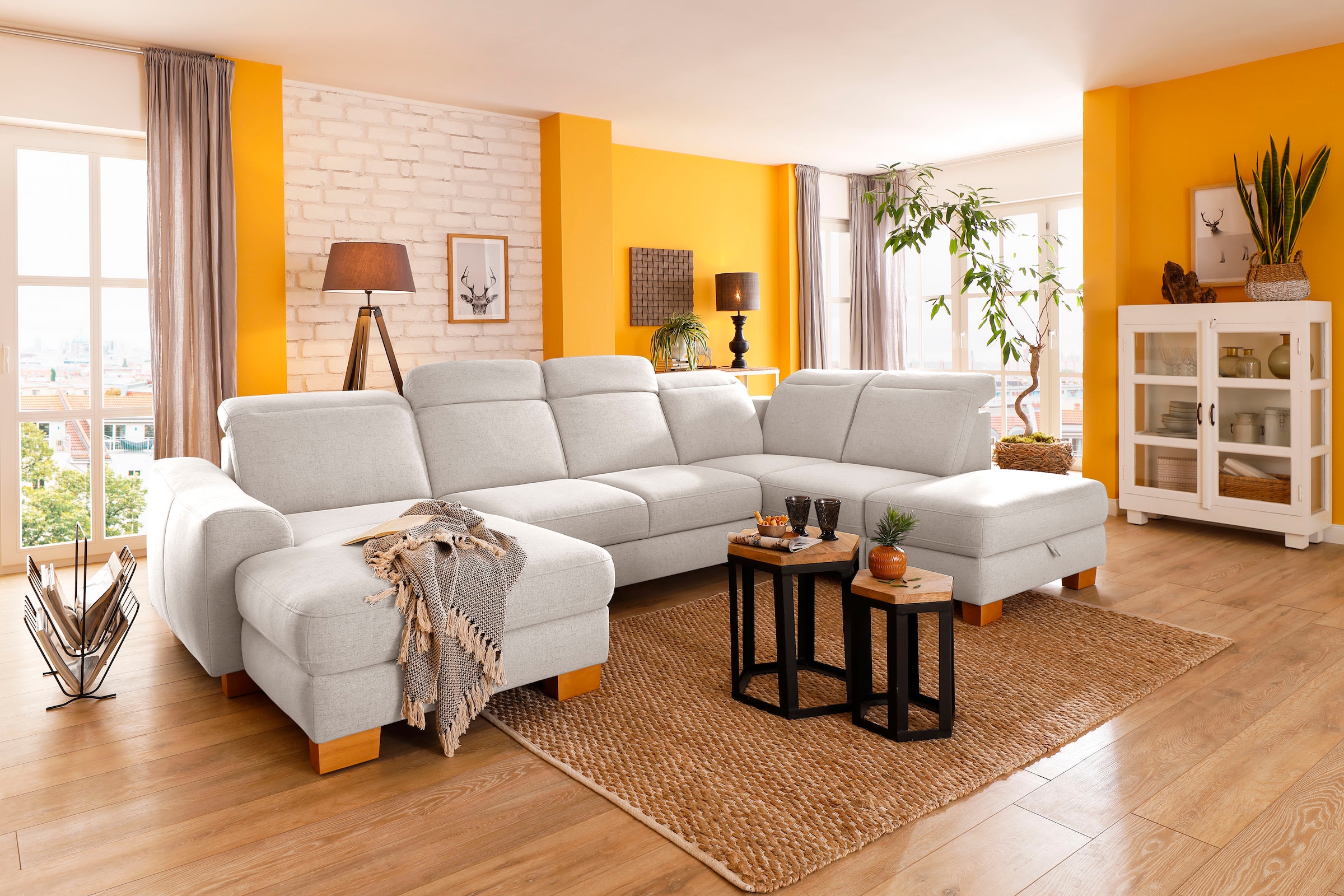 Home affaire Wohnlandschaft »Dundee U-Form« wahlweise mit Kopfteilverstellung und zusätzlich mit Bettfunktion