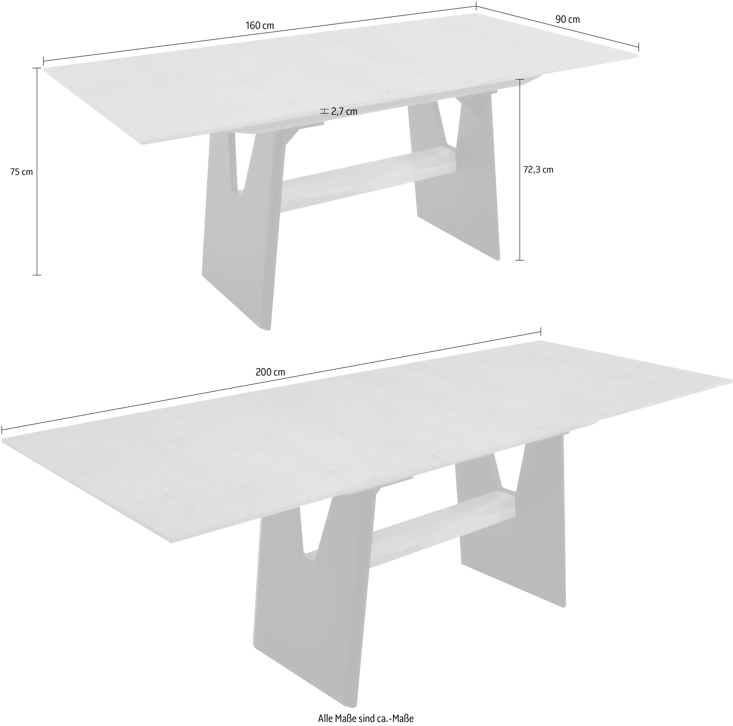 K+W Komfort & Wohnen Essgruppe »Giacomo I« Polsterbank, 2 Stühle und 2 Armlehnenstühle, 6 Stk. tlg. 2 Stühle und Bank, 2 Armlehnenstühle Stoff 775, Tisch 160 oder 180 cm