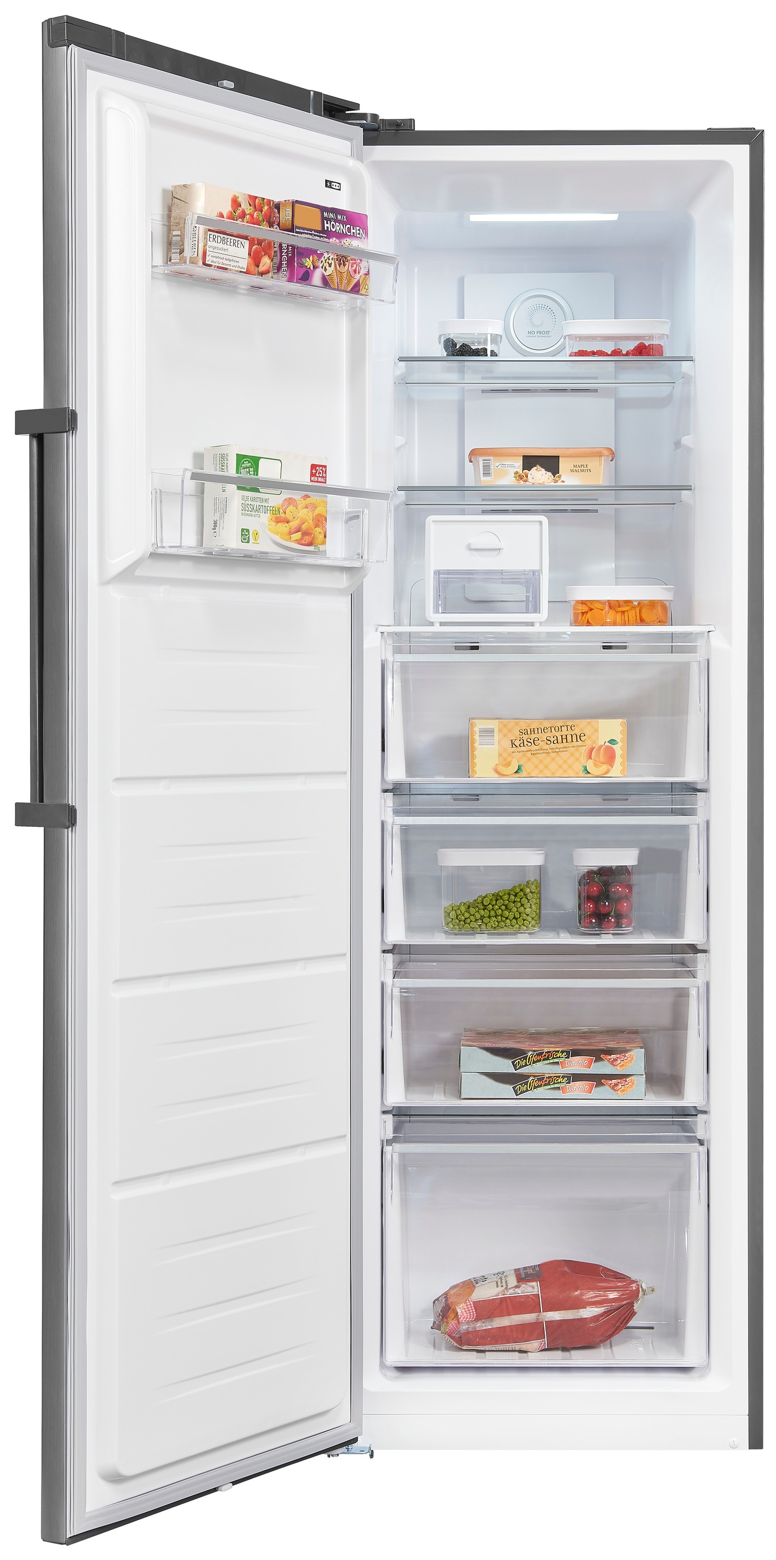 exquisit Gefrierschrank »GS295--H-040E inoxlook-az«, 185 cm hoch, 60 cm breit, Türanschlag wechselbar