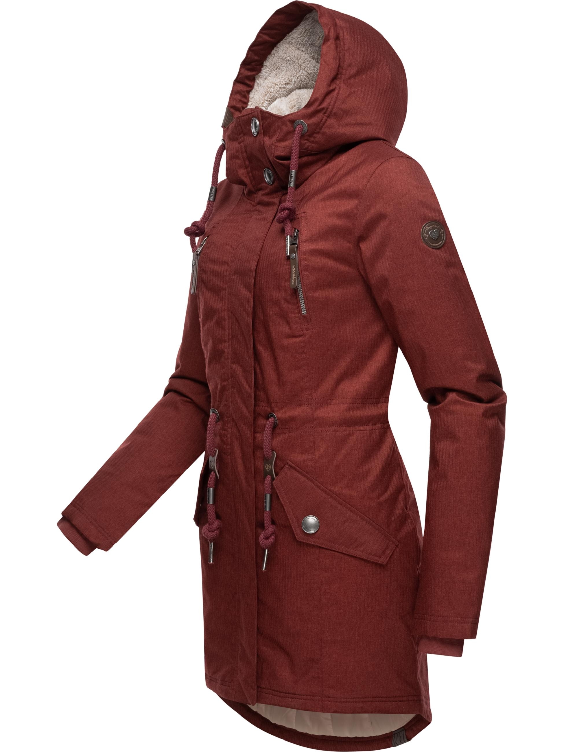 Ragwear Wintermantel »Wintermantel Elsie Melange«, Wasserdichter Winterparka mit Kapuze und Teddyfleece