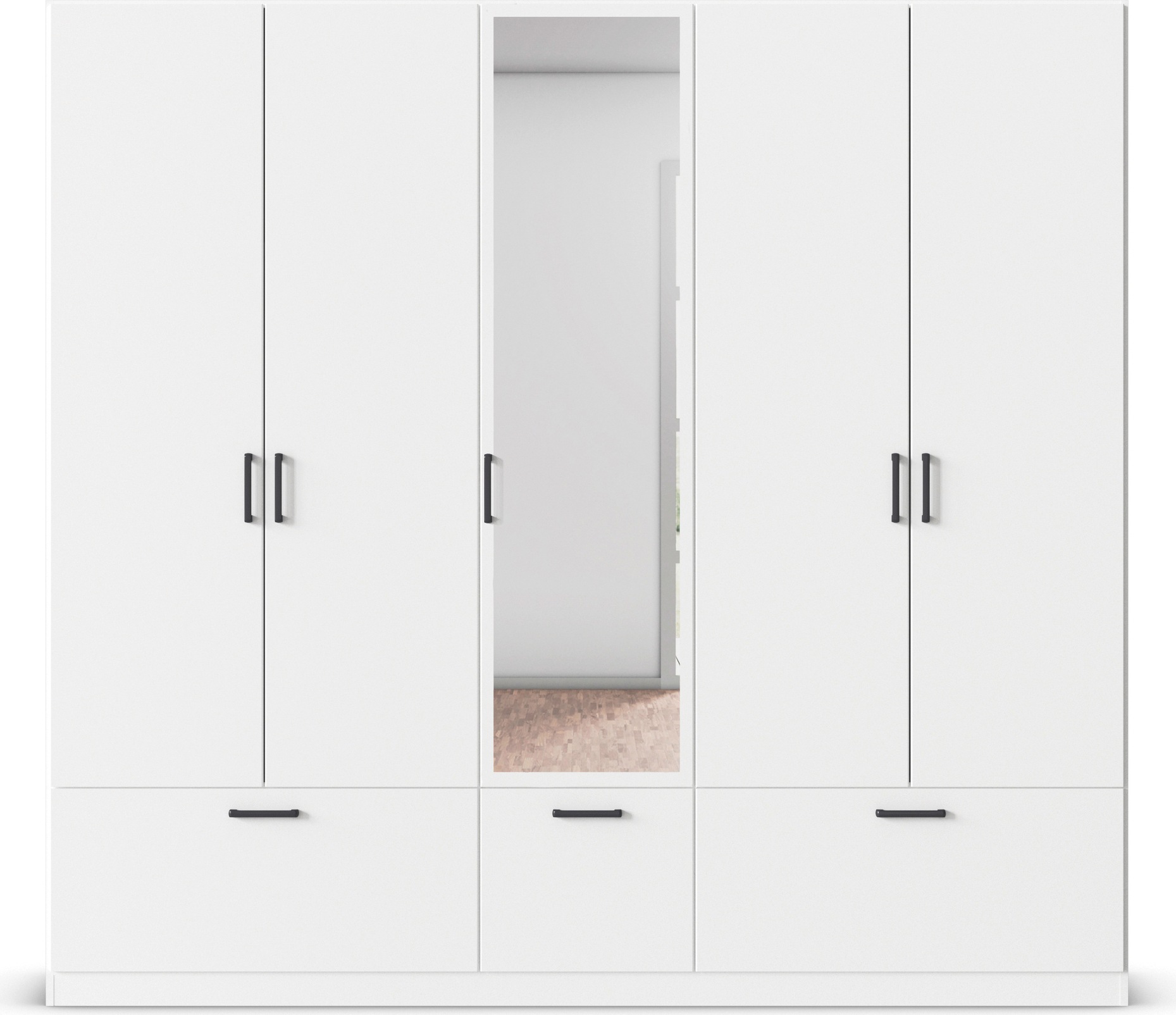 rauch Drehtürenschrank »Kleiderschrank Schrank Garderobe Wäscheschrank BARI mit Spiegel«, mit Schubkästen und modernem Griff in Graumetallic MADE IN GERMANY