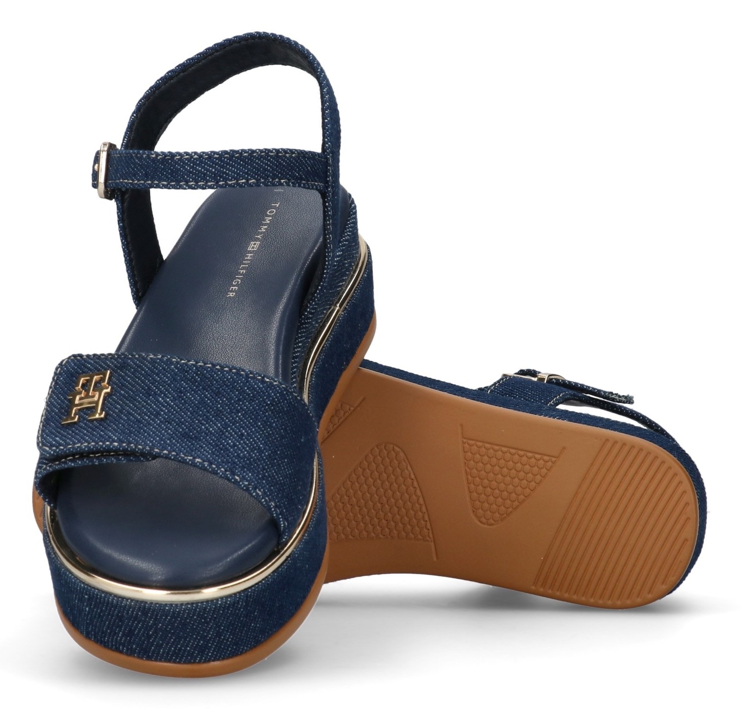 Tommy Hilfiger Plateausandale, Sandalette, Slides, Jeans Schuh mit edler Paspellierung