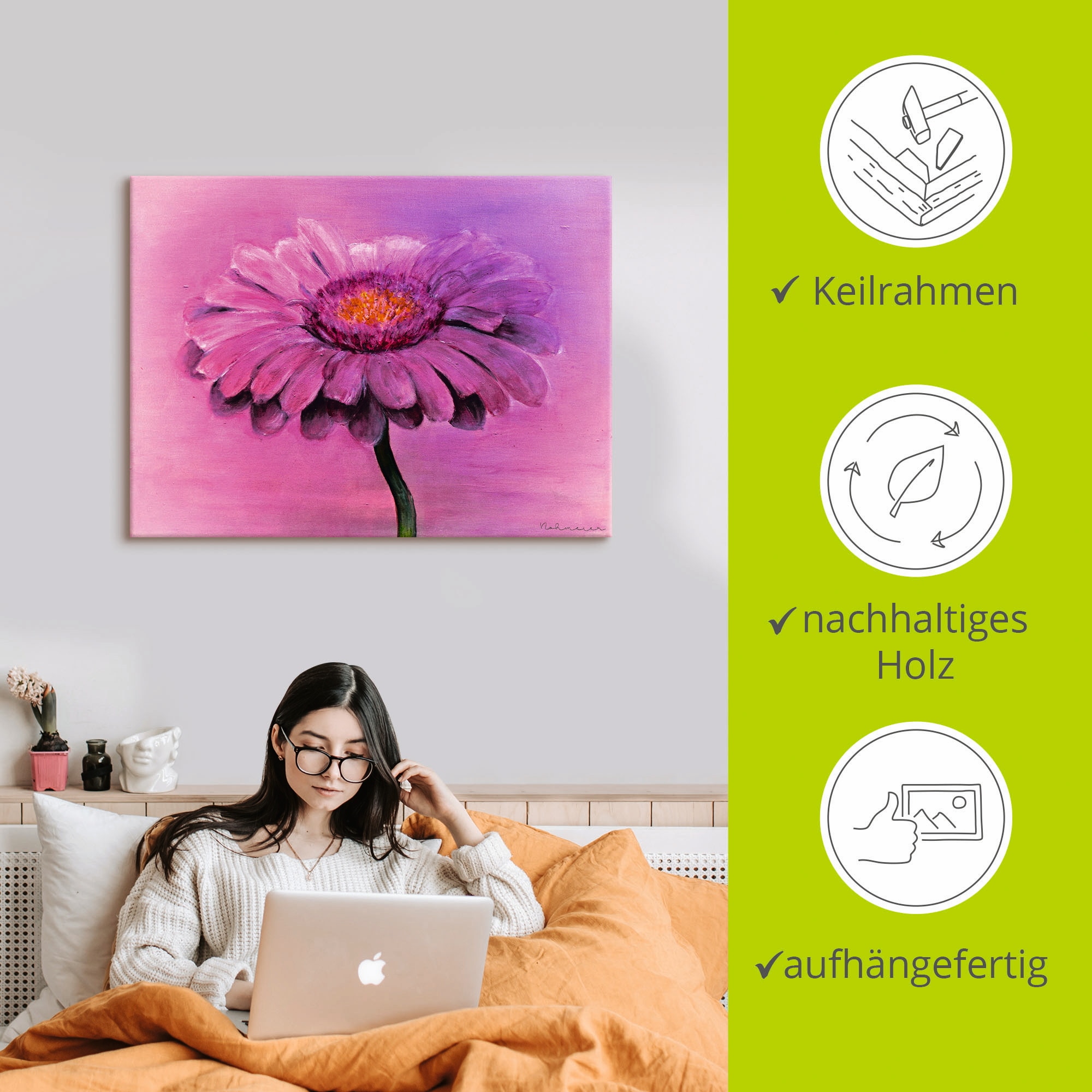 Artland Leinwandbild »Gerbera« 1 Stk. tlg. auf Keilrahmen gespannt