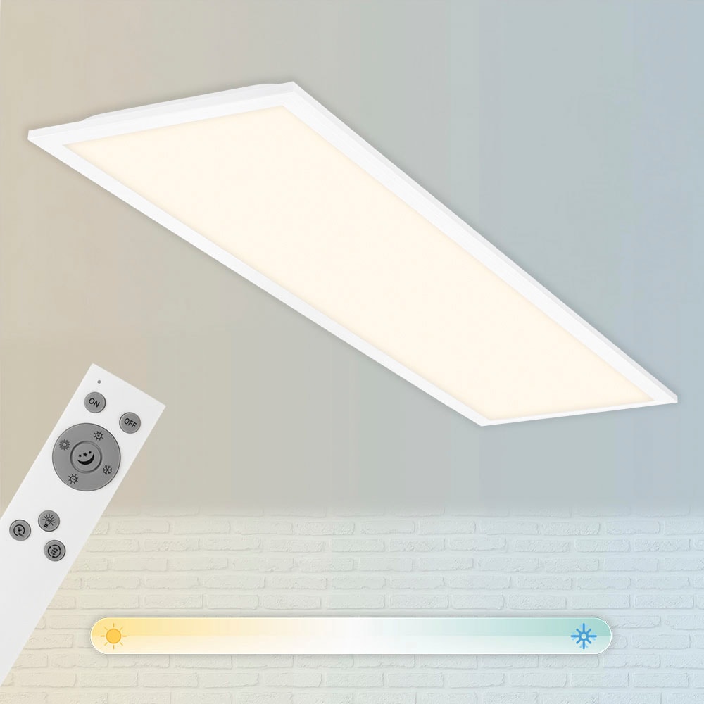 Briloner Leuchten LED Panel »7167016 Piatto«, Leuchtmittel LED-Board | LED fest integriert, Deckenlampe, 100x25x6cm, Weiß, 24W, Wohnzimmer, Schlafzimmer, Küche