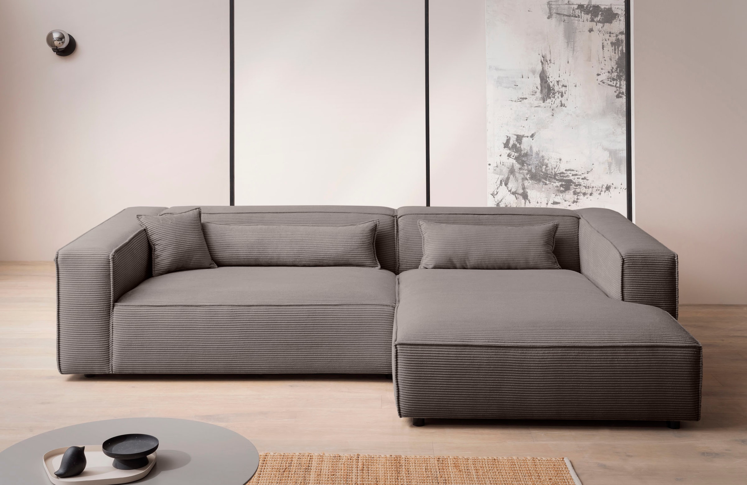 LeGer Home by Lena Gercke Ecksofa »PIARA XXL Cord, Big-Sofa, L-Form« wahlweise Ottomane rechts/links, Kedernaht, extra tiefe Sitzfläche