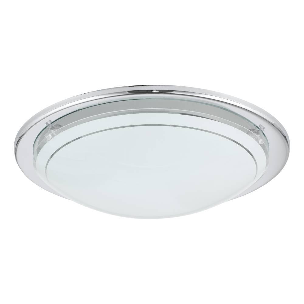 EGLO Deckenleuchte »PLANET 1 Deckenlampe, chrom, Stahl, Glas, Küchenlampe, E27«, 1 flammig, Leuchtmittel E27 | ohne Leuchtmittel, Wohnzimmerlampe, Flurlampe, Esszimmer, Büro, zeitlos, 29x29x8,5cm