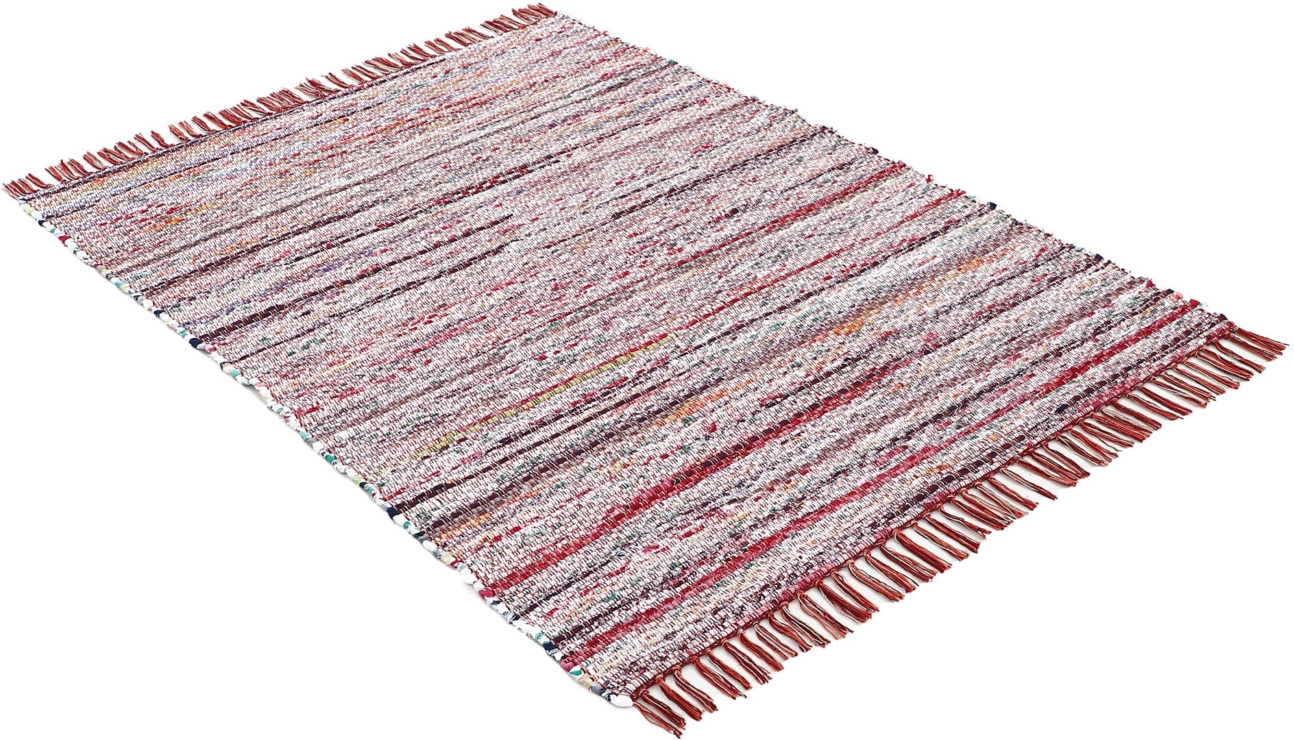 carpetfine Teppich »Kelim Chindi , Wendeteppich« rechteckig 6 mm Höhe handgewebt, Fleckerlteppich mit Fransen, auch vielen in Läufergrößen