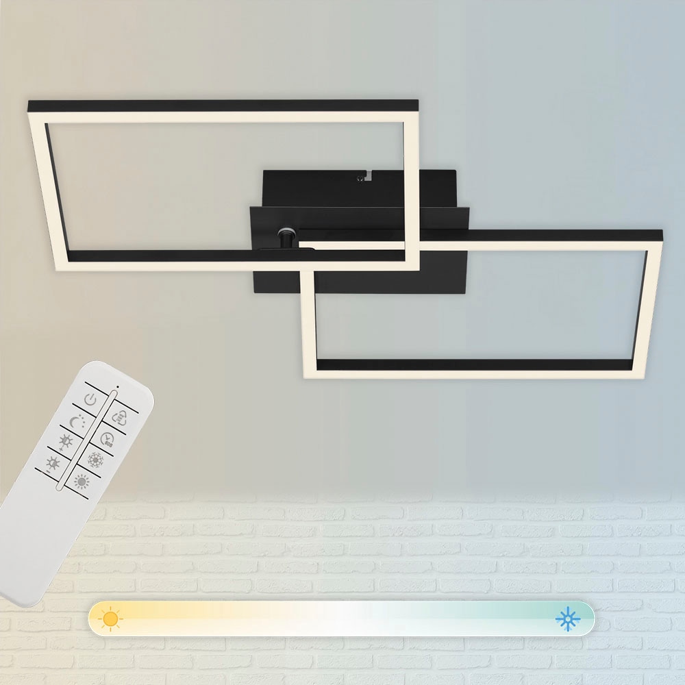 Briloner Leuchten LED Deckenleuchte »3149015 FRAME« LED-Board Kaltweiß | Neutralweiß | Tageslichtweiß | Warmweiß Deckenlampe, 50x38,8x7,8cm, Schwarz, 30W, Wohnzimmer, Schlafzimmer