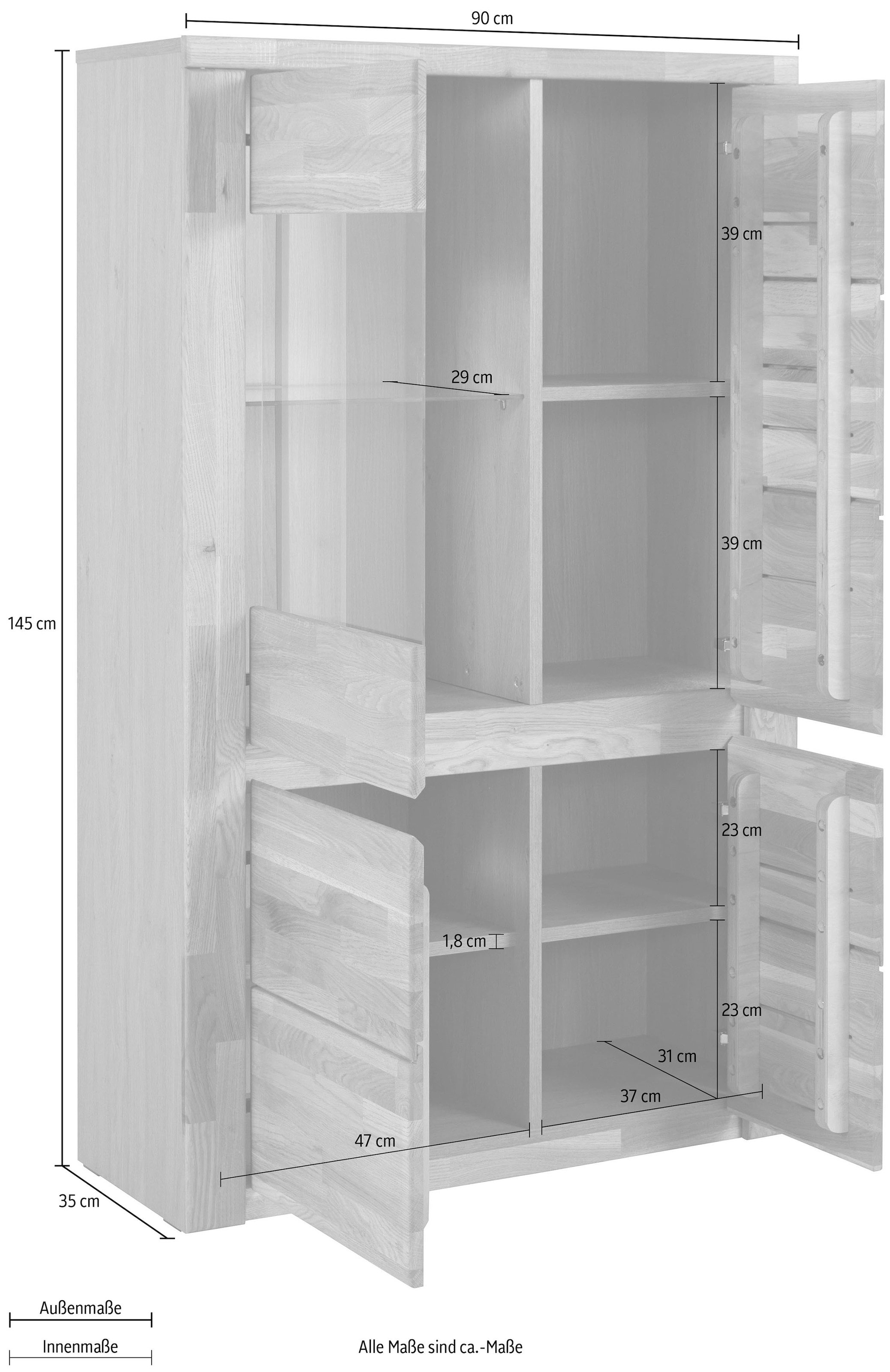 Home affaire Vitrine »Burani«, grifflose Optik