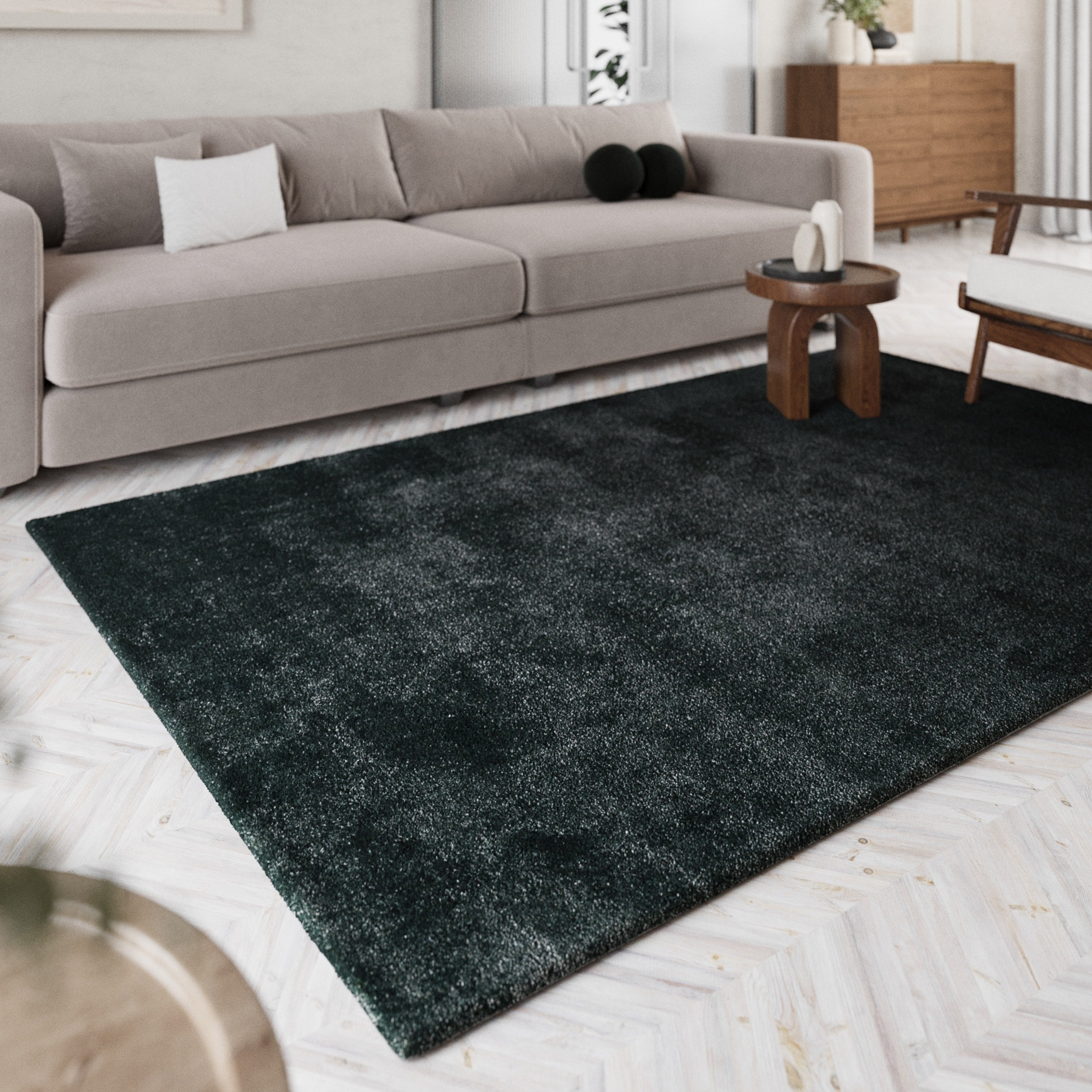 Homie Living Teppich »Pisa« rund 25 mm Höhe Hochflor, Microfaser, uni, weich, Shaggy, Wohnzimmer, Schlafzimmer