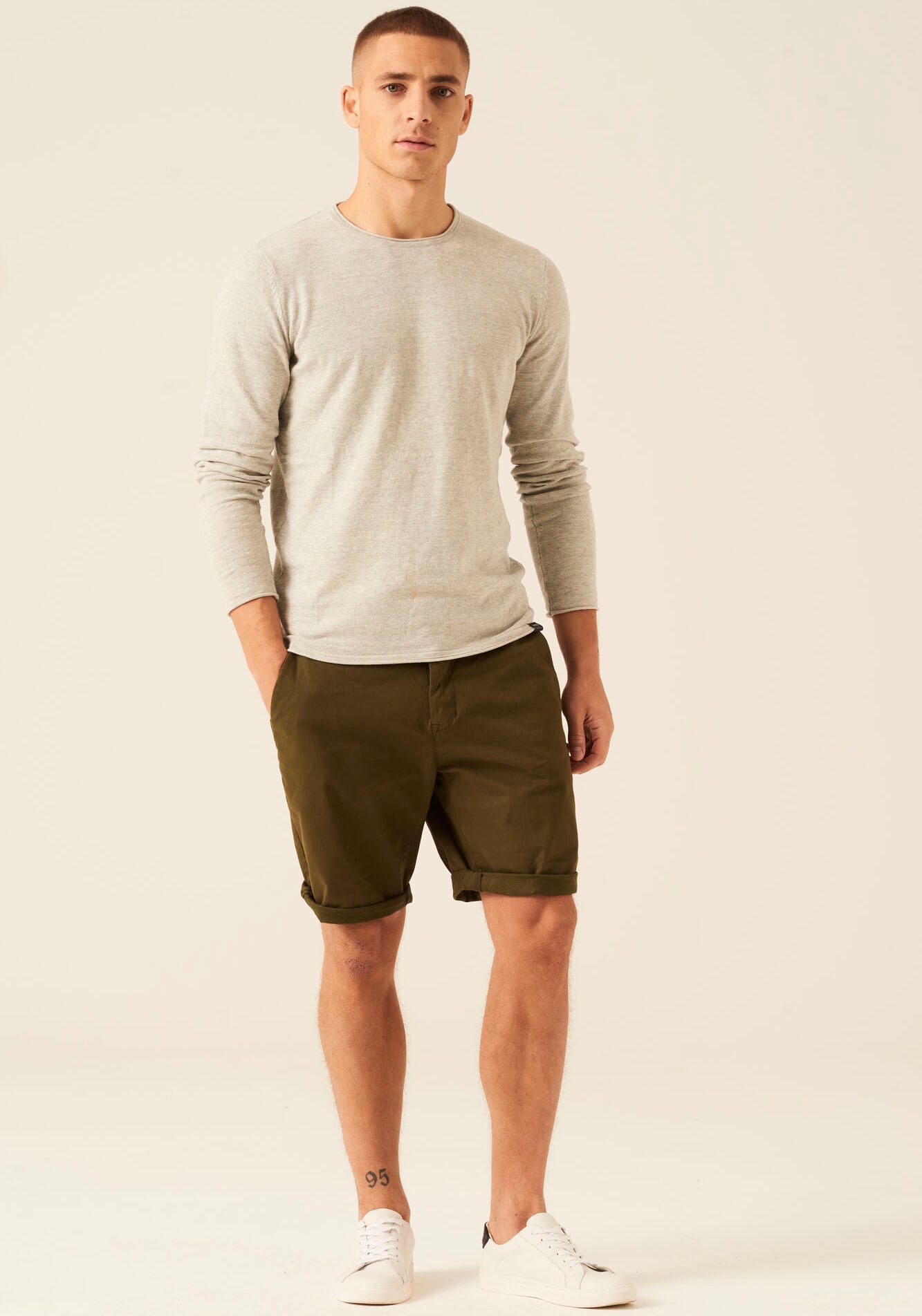 Garcia Rundhalspullover in melierter Optik