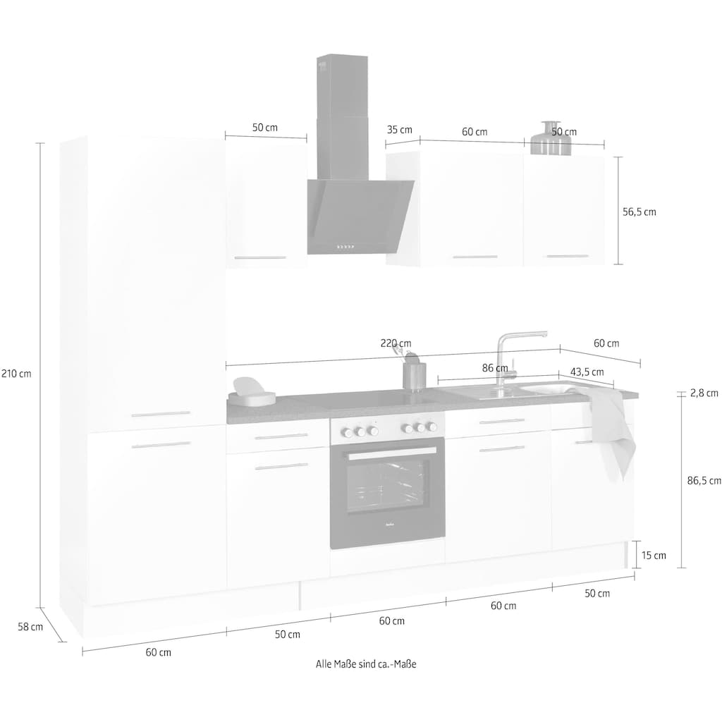 wiho Küchen Küchenzeile »Ela«, Breite 280 cm, Soft-Close-Funktion, höhenverstellbare Füße