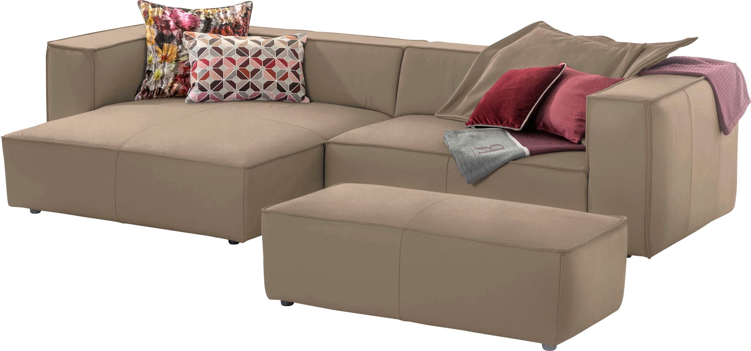 W.SCHILLIG Ecksofa »around-the-block, modern und elegant, bequem, L-Form«, mit eleganter Biese, mit Federkern
