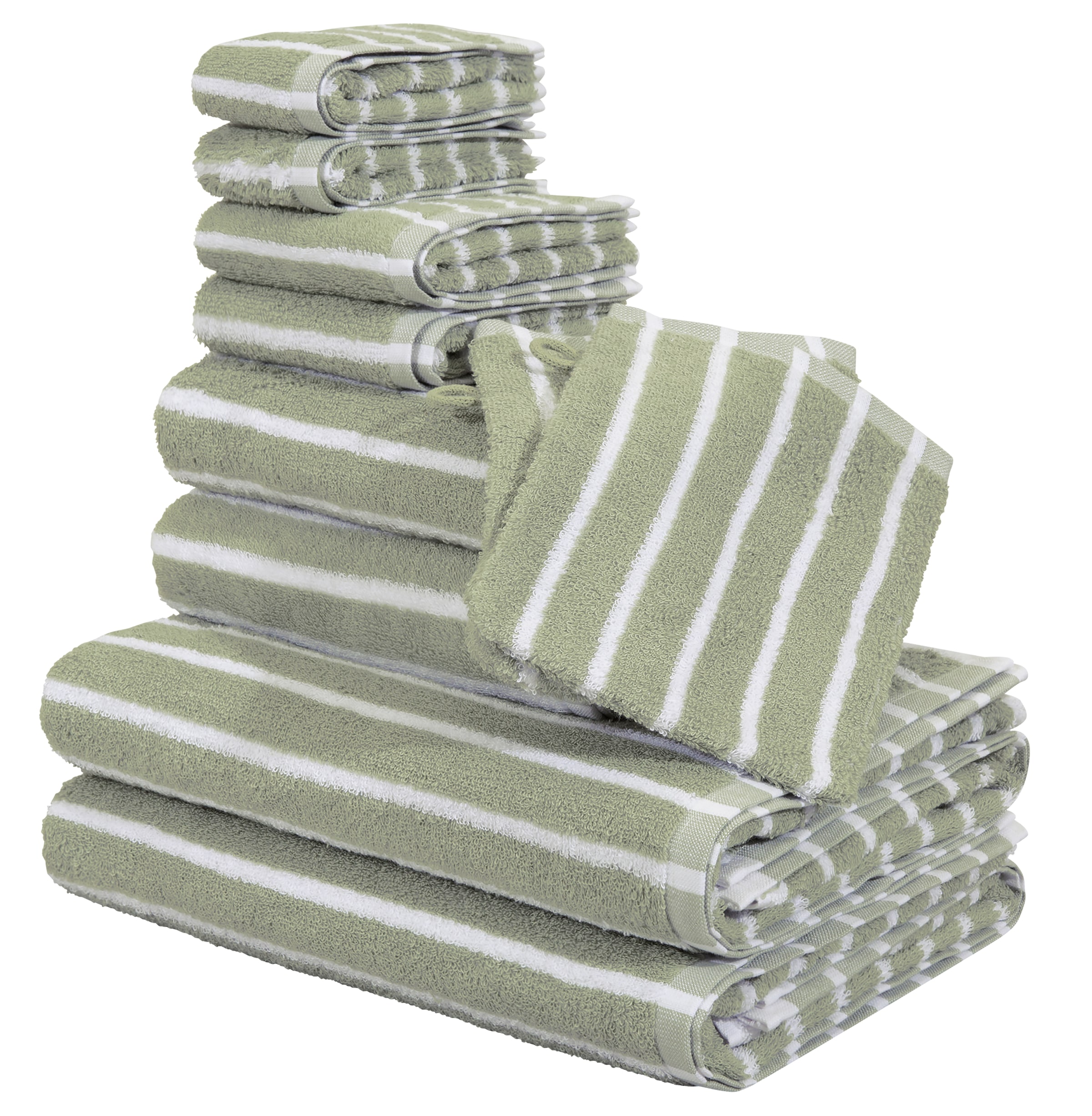 OTTO home Handtuch Set »Jannika, Duschtücher, Handtücher, Gästetücher, Seiftücher, Waschlappen« 10 Frottier Handtücher mit Streifen, 100% Baumwolle, weich, umfangreiches Set