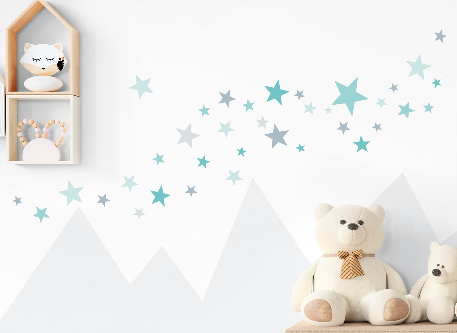 little DECO Wandtattoo »Little Deco Wandtattoo 60 Sterne türkis mint grau« kaufen