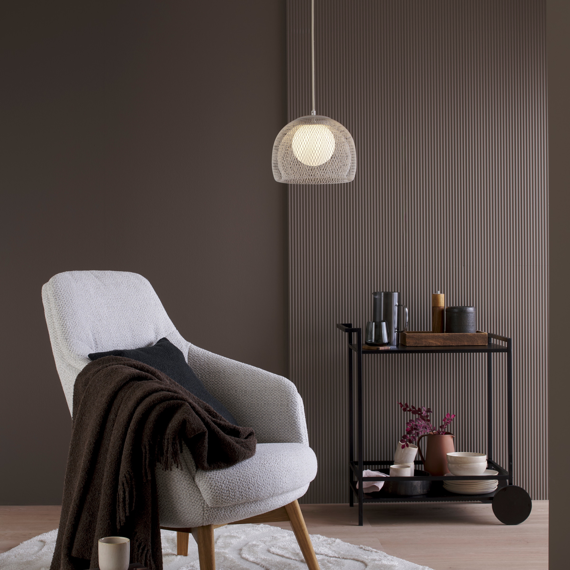 SCHÖNER WOHNEN-Kollektion Pendelleuchte »MESH« G9 1 Stk. Filigranes Design, sanftes Licht & höhenverstellbar in Sandbrise