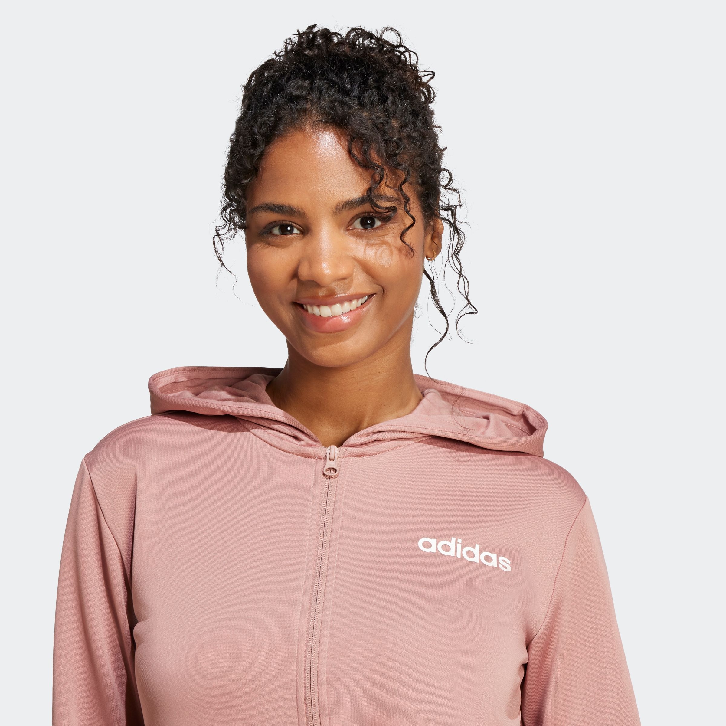 adidas Sportswear Trainingsanzug »W LINEAR TS«, (2 tlg.), Trainingsjacke mit Kapuze, Tracksuit