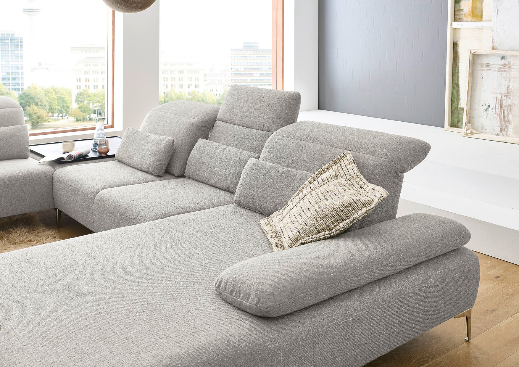 Home affaire Dekokissen »Liora, Nierenkissen XL, Breite 85 cm« passend zur Liora-Serie, extra Rückenstütze & optisches Highlight