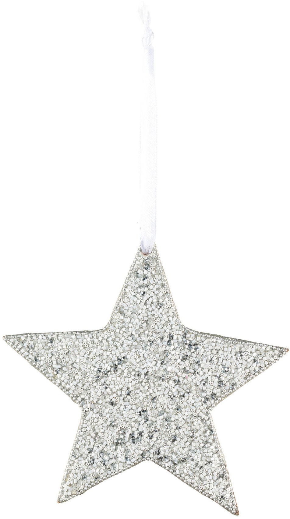 Creativ deco Dekostern »Weihnachtsstern, Weihnachtsdeko«, (6 St.), mit Glitzer-Optik und weißem Band