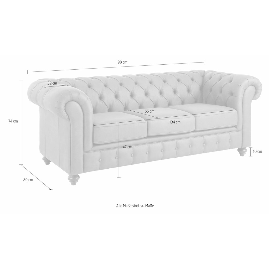 Home affaire Chesterfield-Sofa »Chesterfield 3-Sitzer B/T/H: 198/89/74 cm«