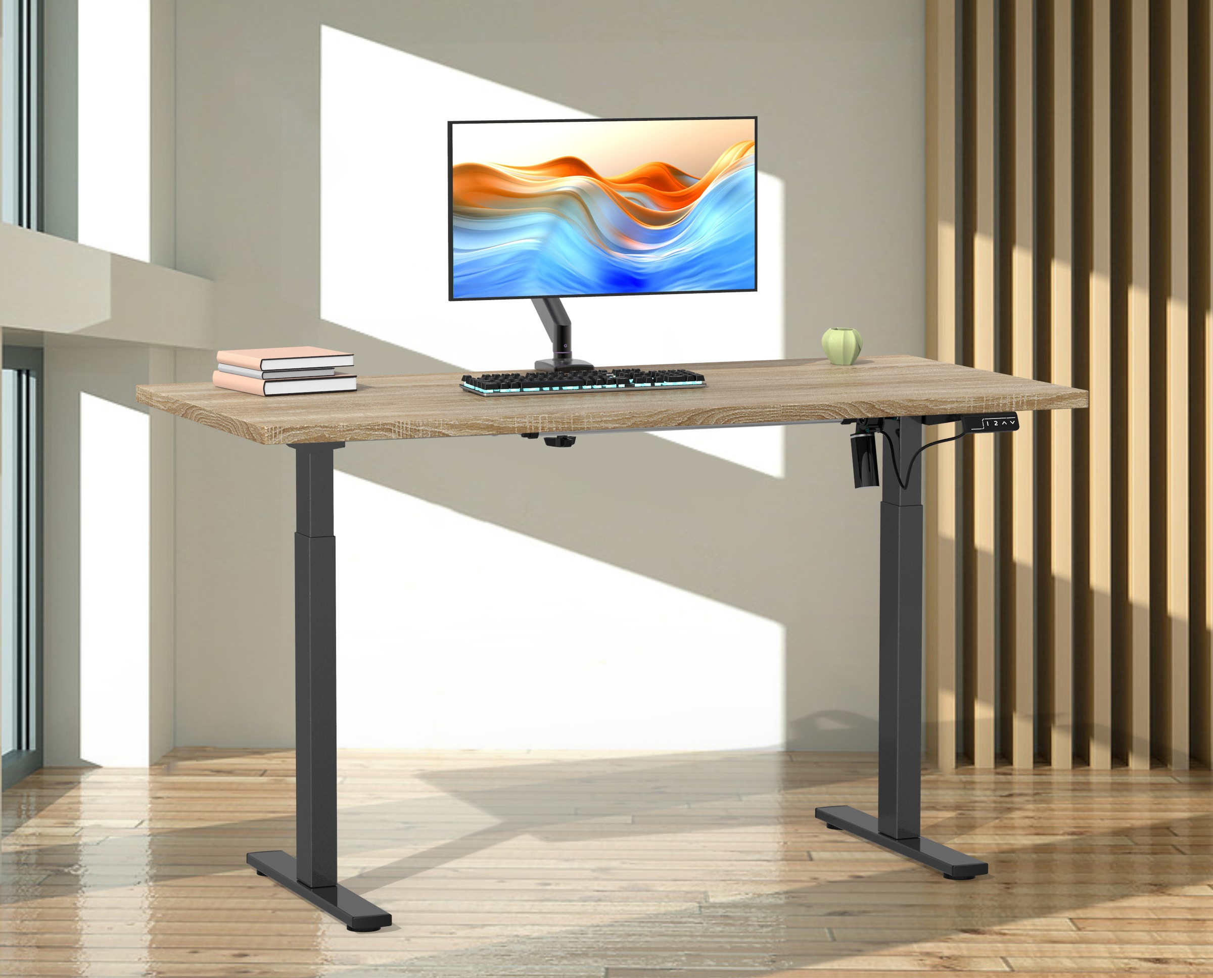 VCM Schreibtisch »VCM Höhenverstellbarer Schreibtisch stufenlos elektrisch höhenverstellbar Lona 110x80 Schwarz«, (Lona)
