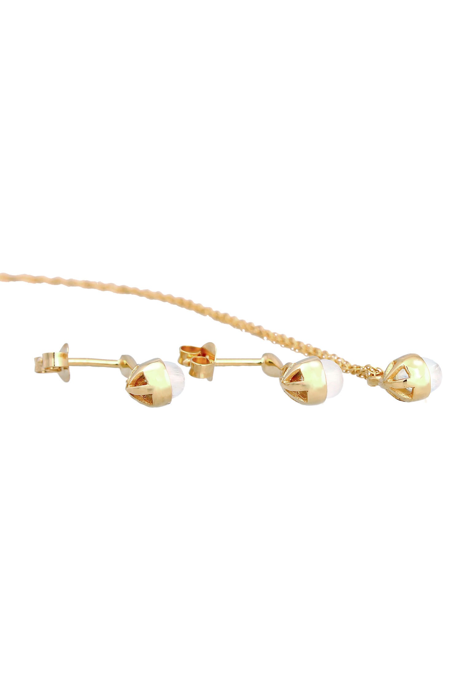 Elli Premium Ohrring und Ketten Set »Schmuckset Mondstein Tropfen Kette Ohrhänger 925 Silber«