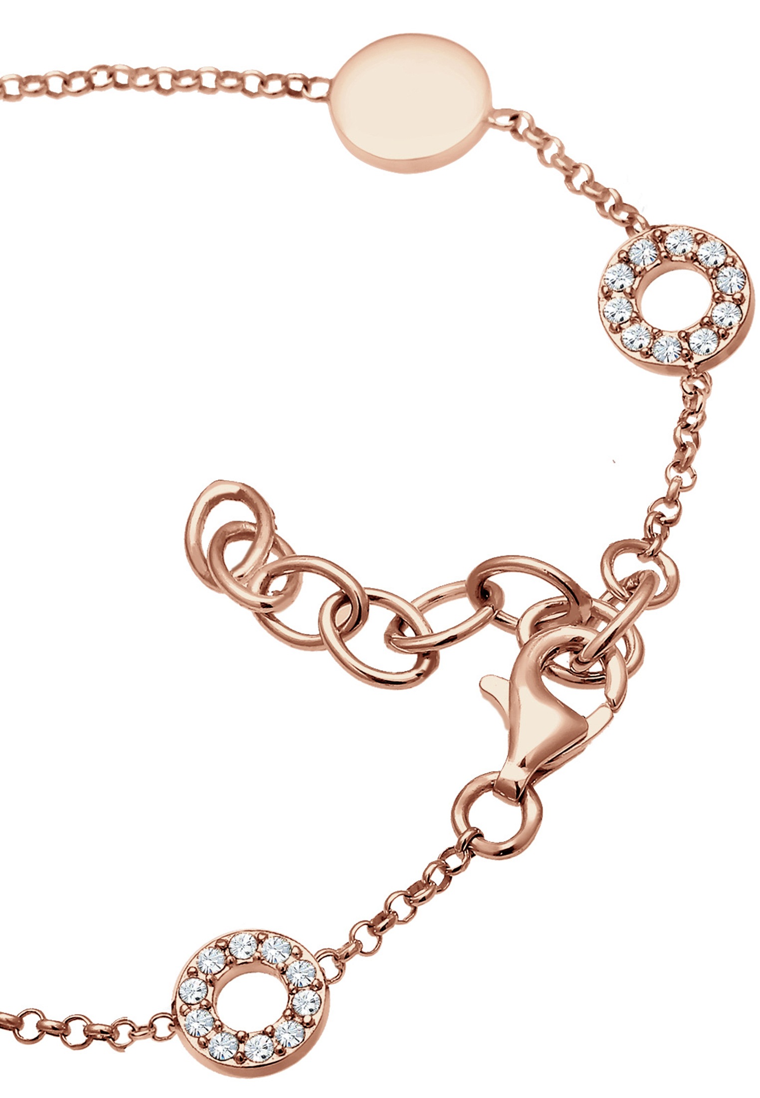 Elli Armkette »Armband Plättchen Kristalle Vintage 925 Silber«
