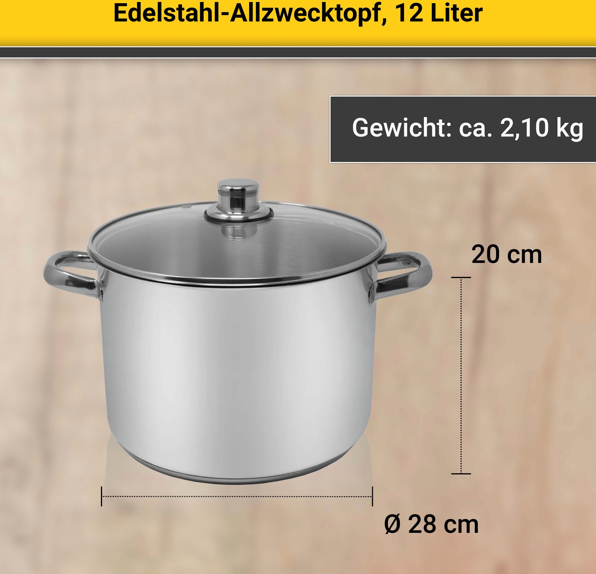 Krüger Kochtopf, Edelstahl, für Induktions-Kochfelder geeignet