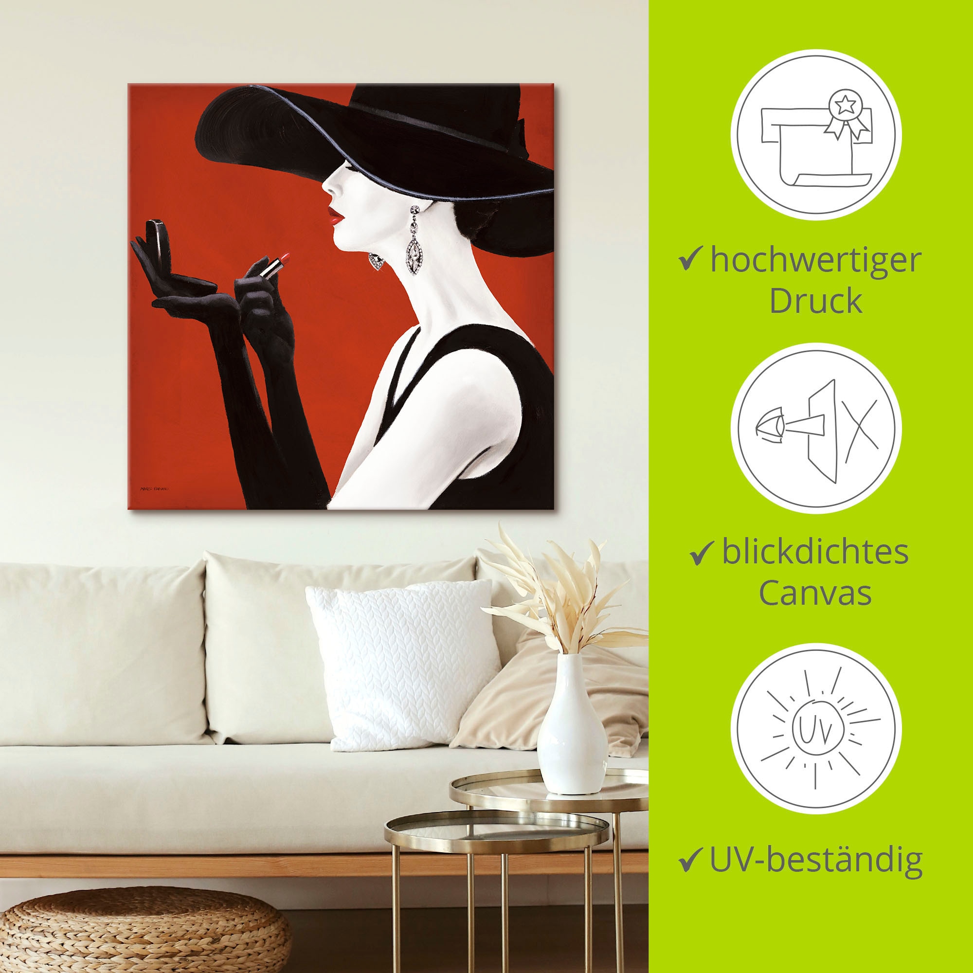 Artland Wandbild »Hut ab II« Frau 1 Stk. tlg. als Leinwandbild, Poster, Wandaufkleber in verschied. Größen