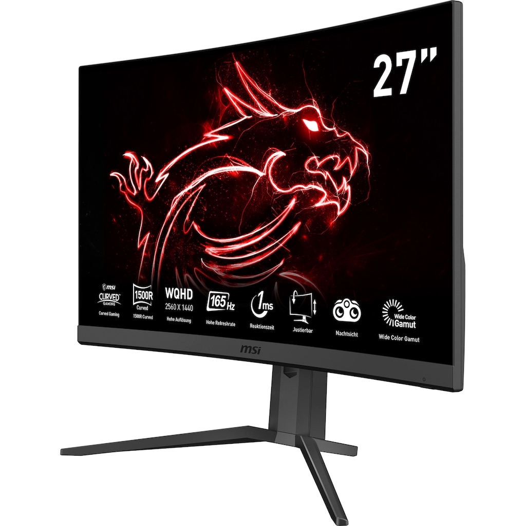 MSI Curved-Gaming-Monitor »Optix G27CQ4P«, 69 cm/27 Zoll, 2560 x 1440 px, QHD, 1 ms Reaktionszeit, 165 Hz, 3 Jahre Garantie