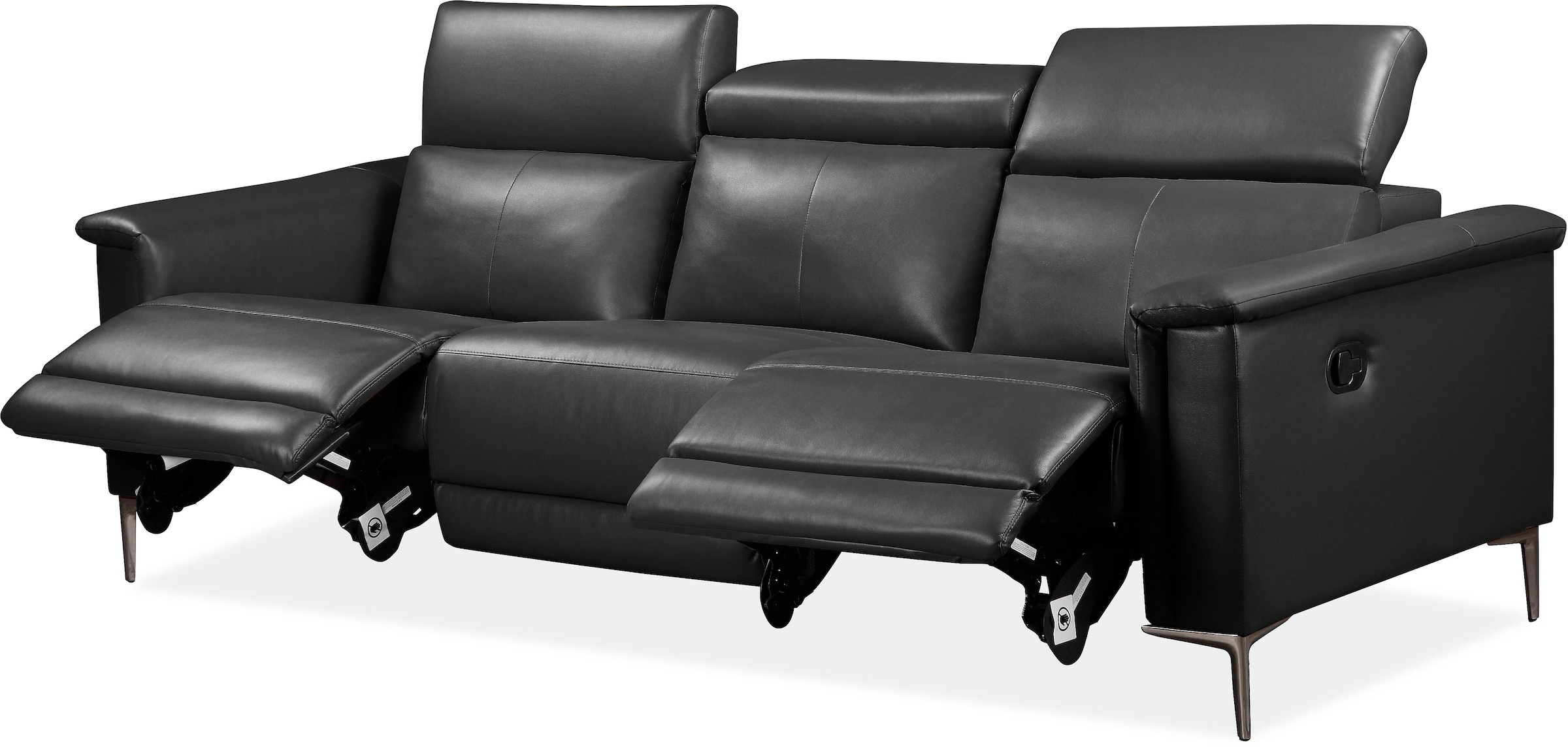 OTTO home 3-Sitzer »LUND,Naturleder, 222 cm, man. o. elektr. Relaxfunktion in 2 Sitzen« (links/rechts), USB-A bei elektrischer Ausführung, Kopfteilverstellung