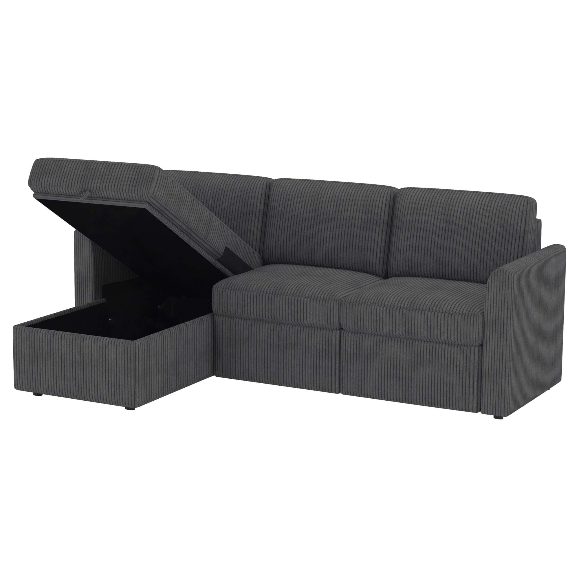 Dorel Home Ecksofa »NORDHUS, L-Form, 200 cm, Recamiere rechts/links montierbar« mit Stauraum, softer Cord-Bezug