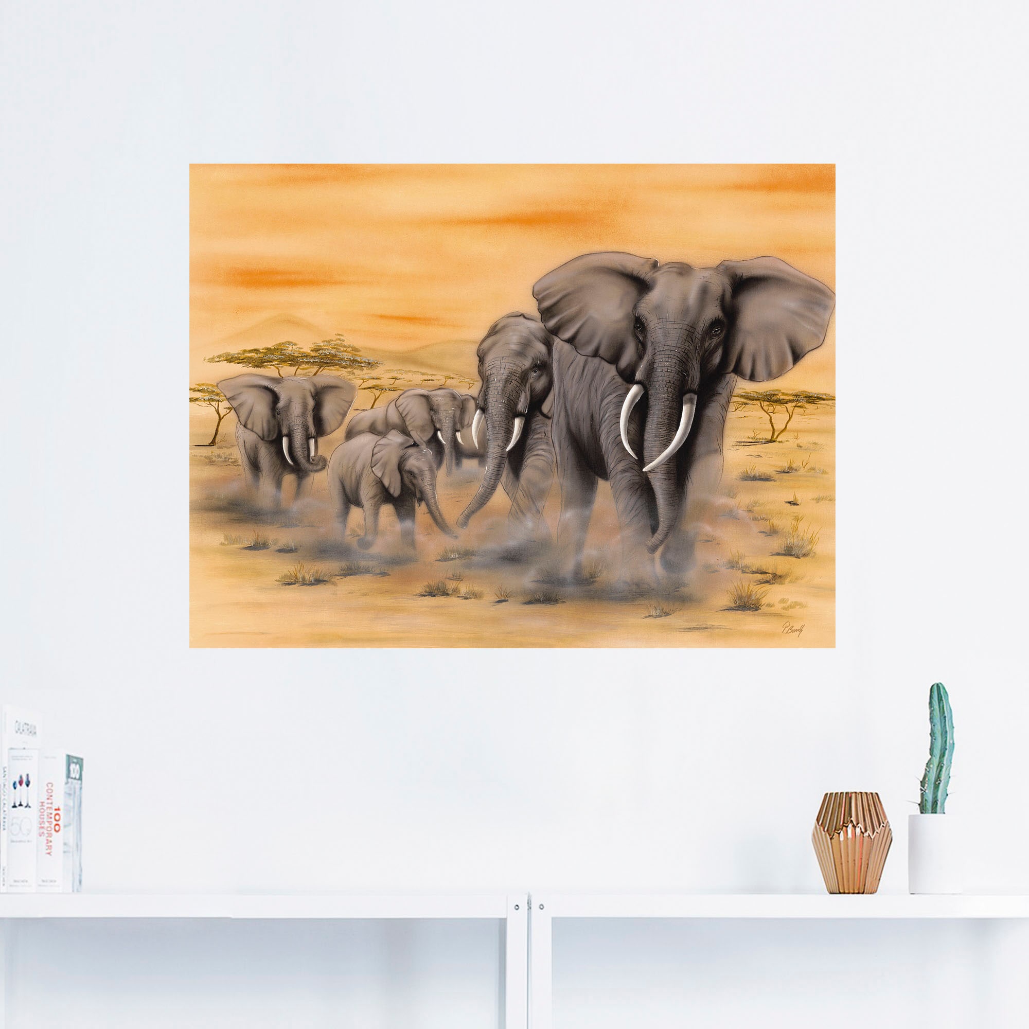 Artland Wandbild »Steppenelefanten«, Elefanten Bilder, (1 St.), als  Alubild, Leinwandbild, Wandaufkleber oder Poster in versch. Größen auf  Rechnung bestellen