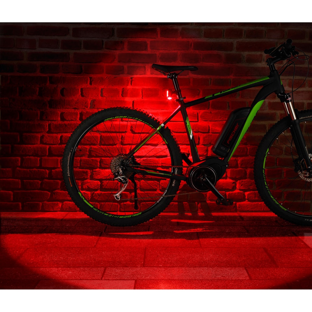 FISCHER Fahrrad Fahrradbeleuchtung »FISCHER LED Beleuchtungsset mit 360° Bodenleuchte«, (Set, 3, Front- und Rücklicht), mit zusätzlicher Bodenleuchte