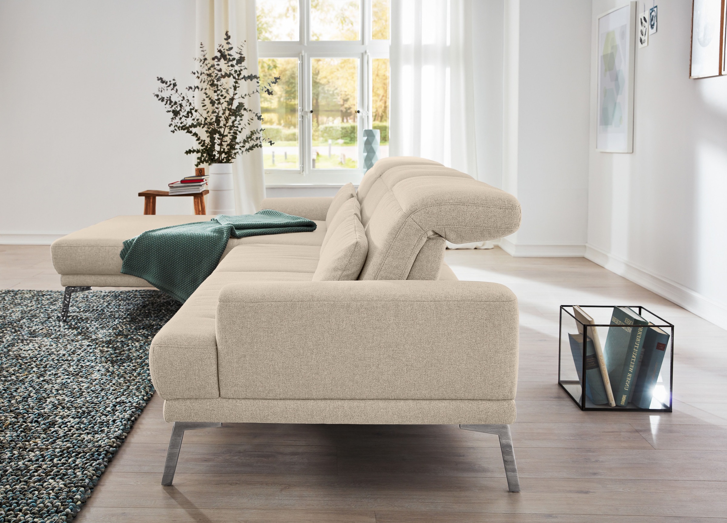 Musterring Ecksofa »MR 4580«, mit Kopf- und Sitztiefenverstellung, Metallfuß chrom, 288 x 193/220cm